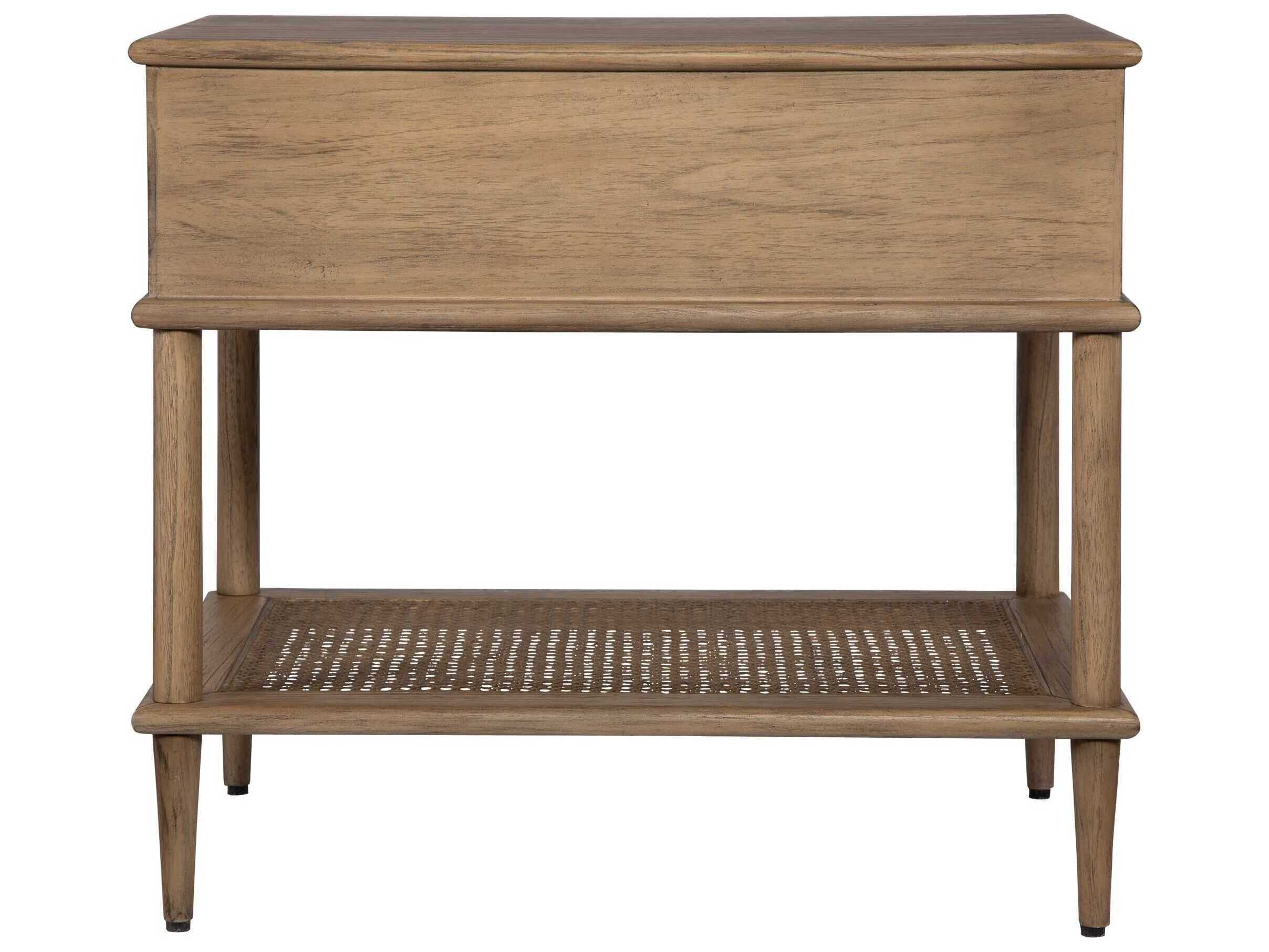 Uttermost Coast Rattan Cane Rectangular Wood Soft Oak End Table