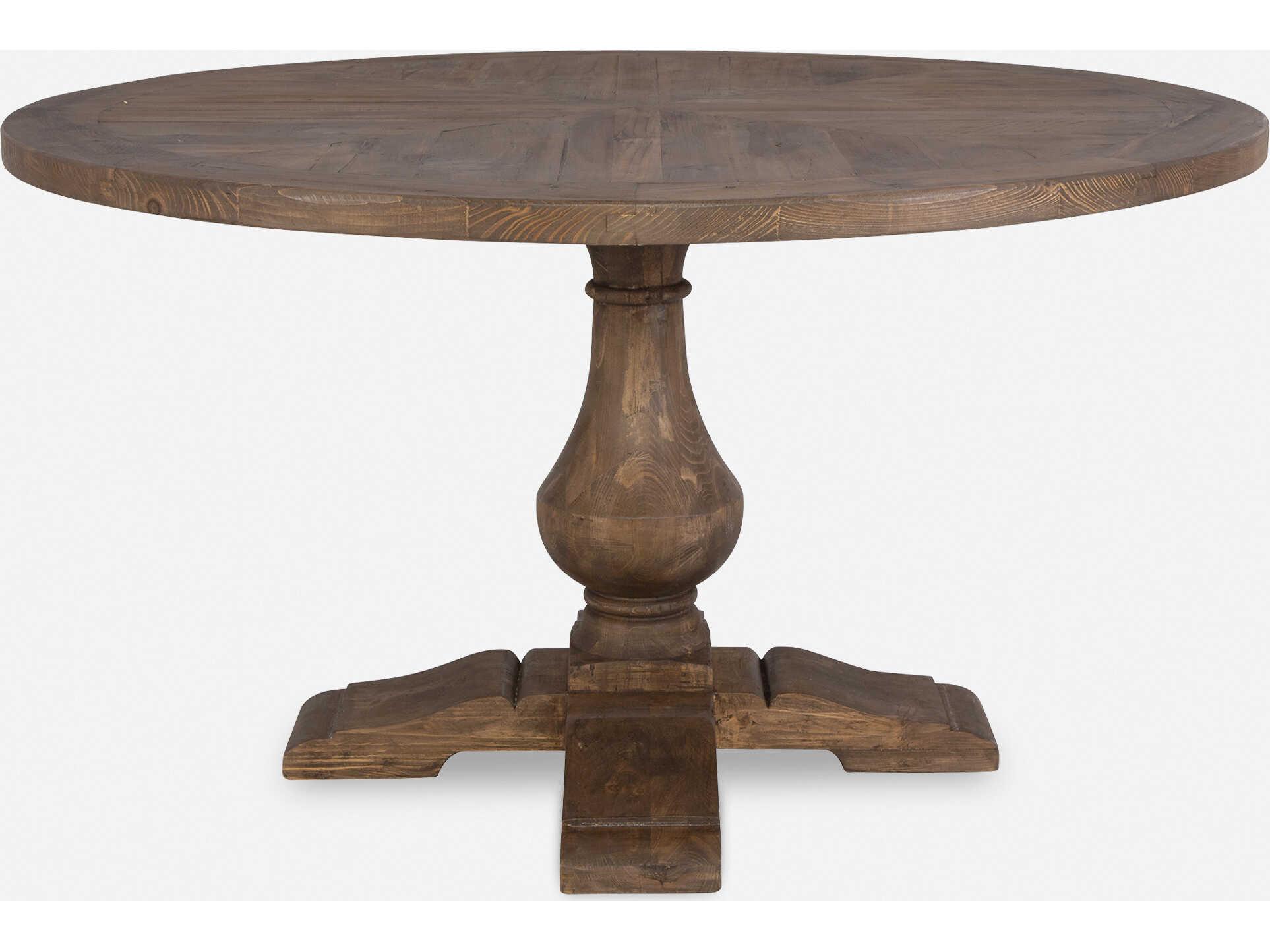 Uttermost Stratford Round Wood Stony Gray Wash Dining Table