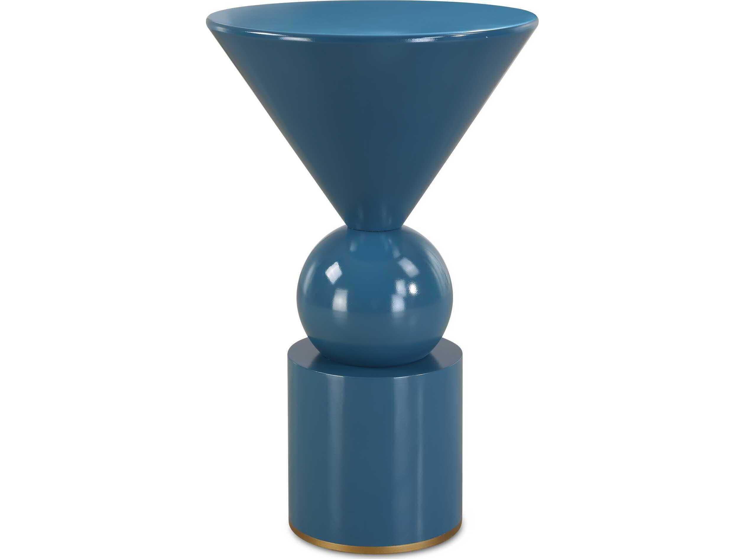 Uttermost Trig Round Metal Blue End Table