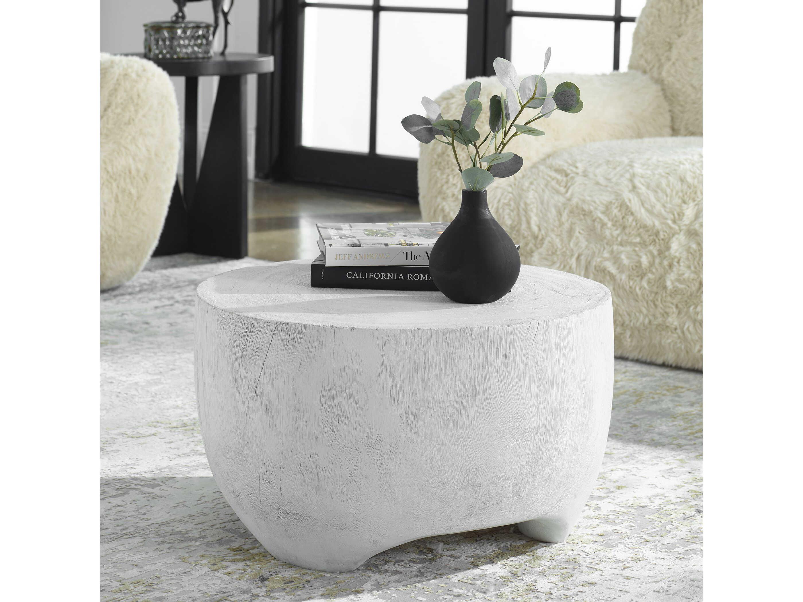 Uttermost Elevate Round Wood Matte White Coffee Table