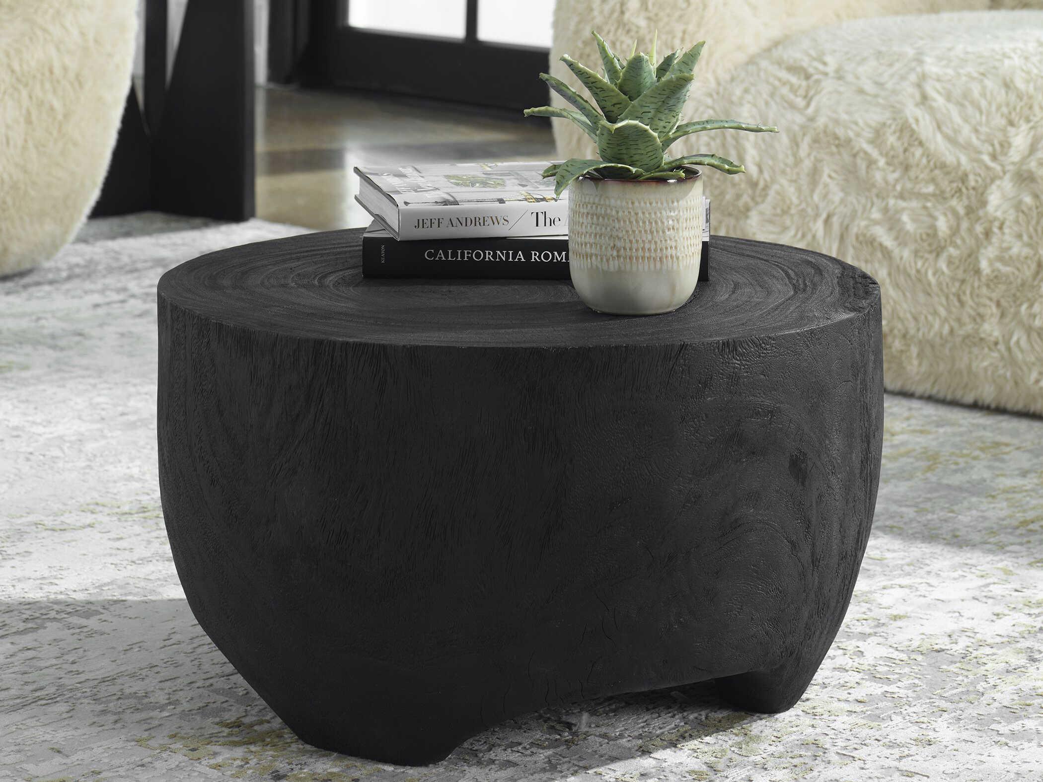 Uttermost Elevate Round Wood Black Coffee Table
