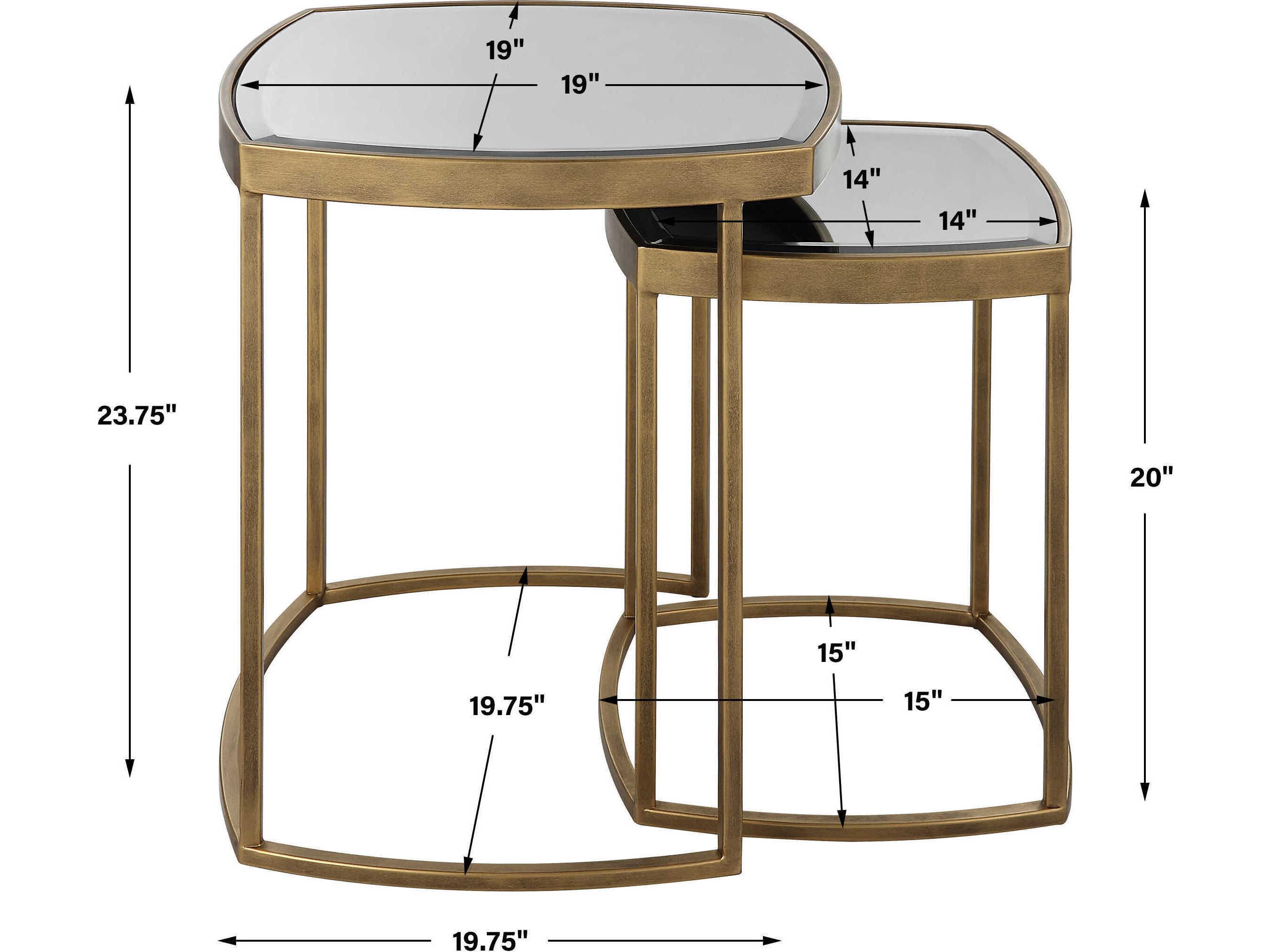 Uttermost Vista Square Mirror Antique Gold End Table Set of 2