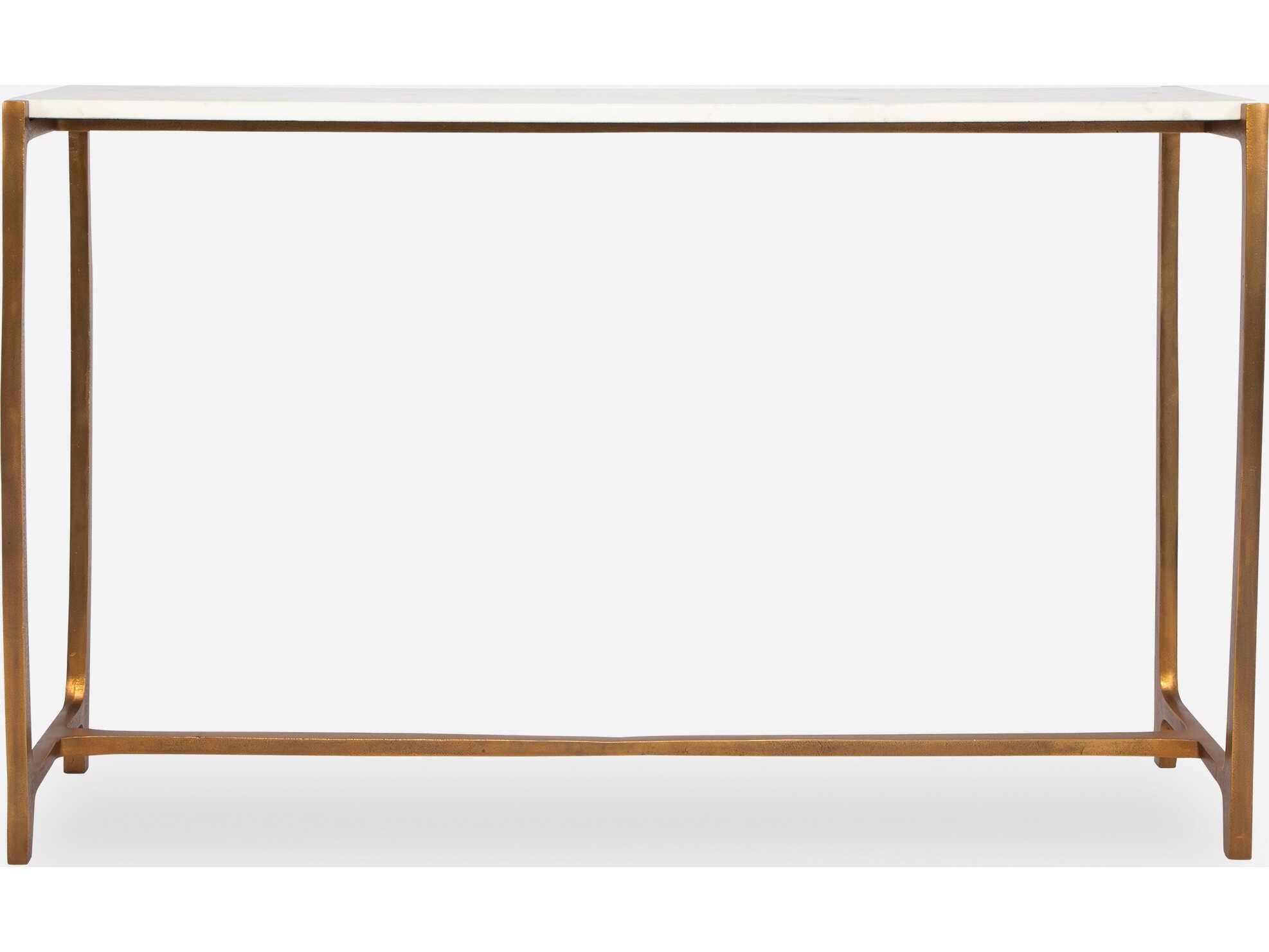 Uttermost Affinity Rectangular Marble Antique Gold Console Table