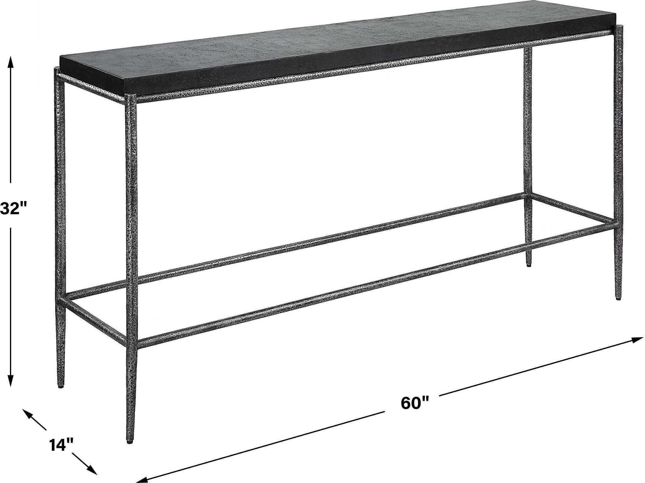 Uttermost Crescendo Rectangular Concrete Dark Silver Console Table