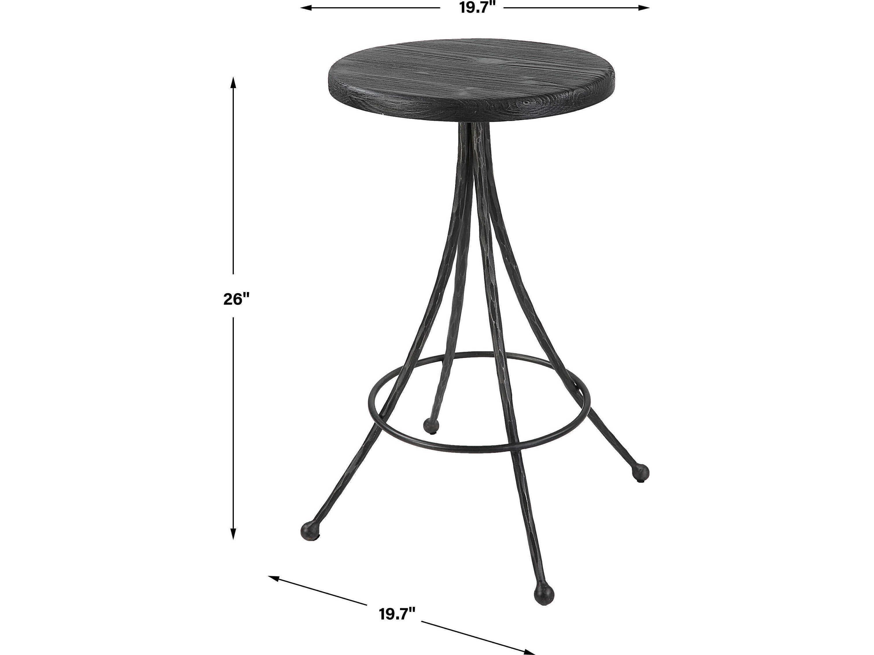 Uttermost Sona Pine Wood Black Counter Stool