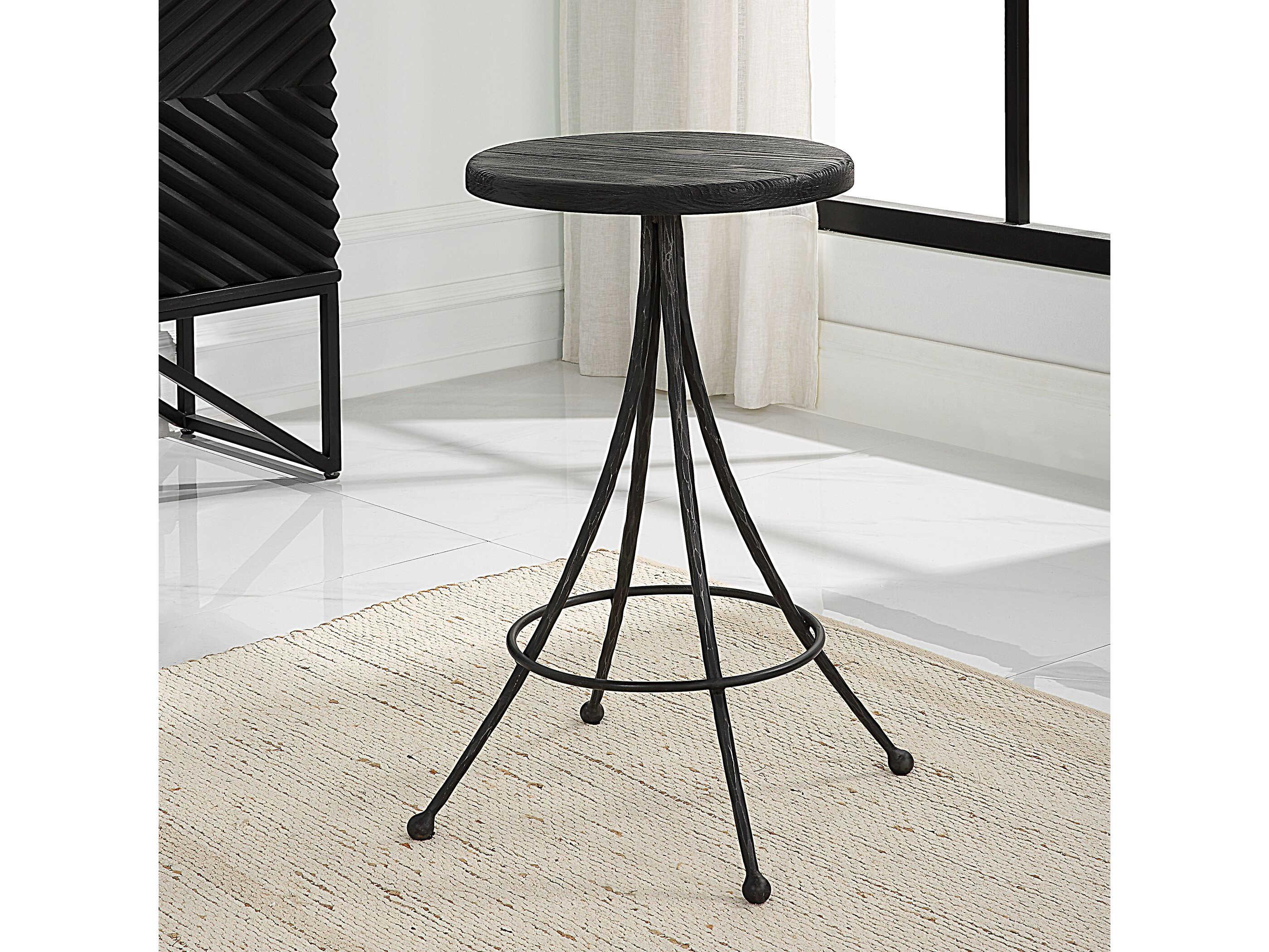 Uttermost Sona Pine Wood Black Counter Stool