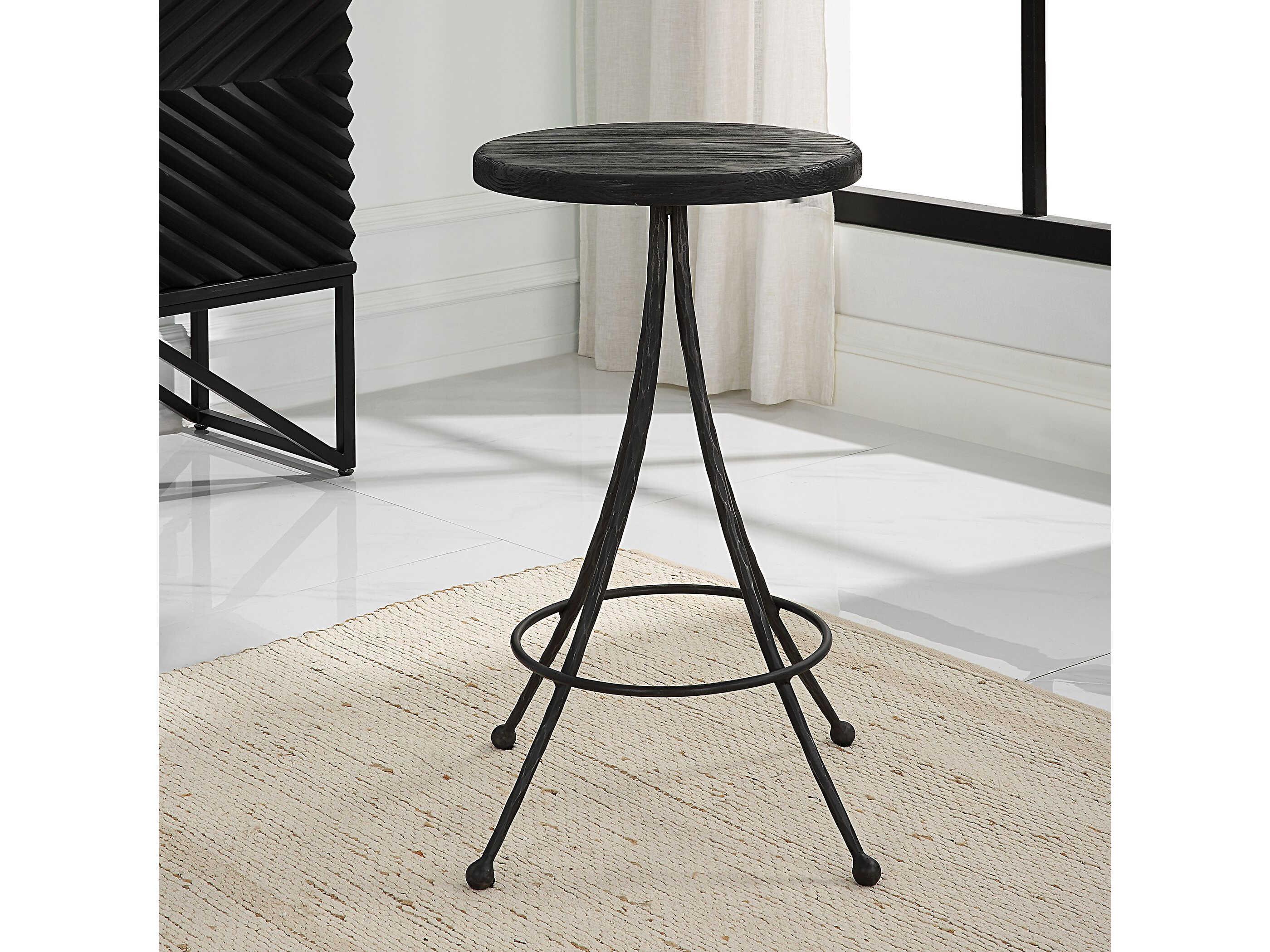 Uttermost Sona Pine Wood Black Counter Stool