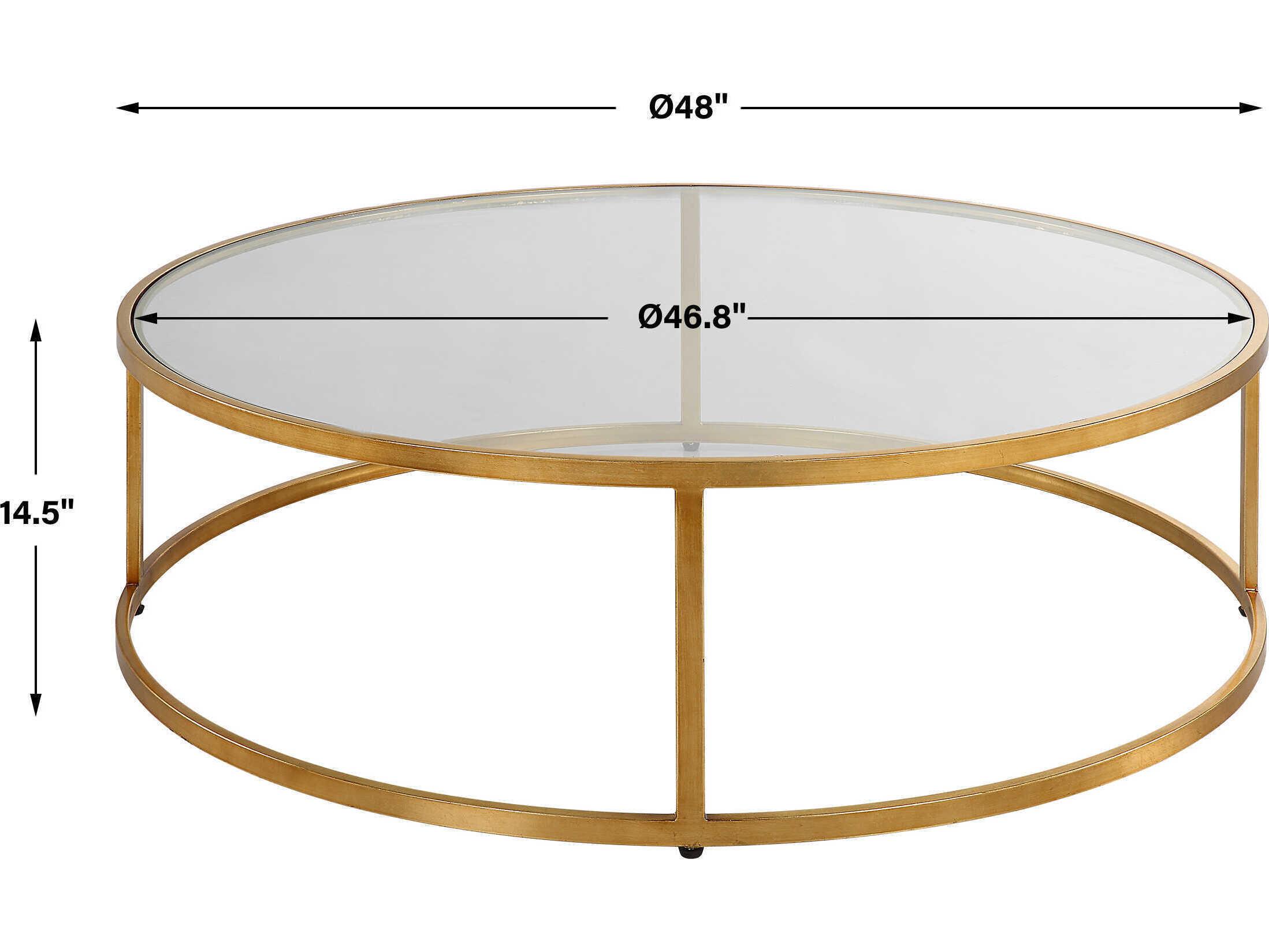 Uttermost Radius Round Glass Antique Gold Coffee Table