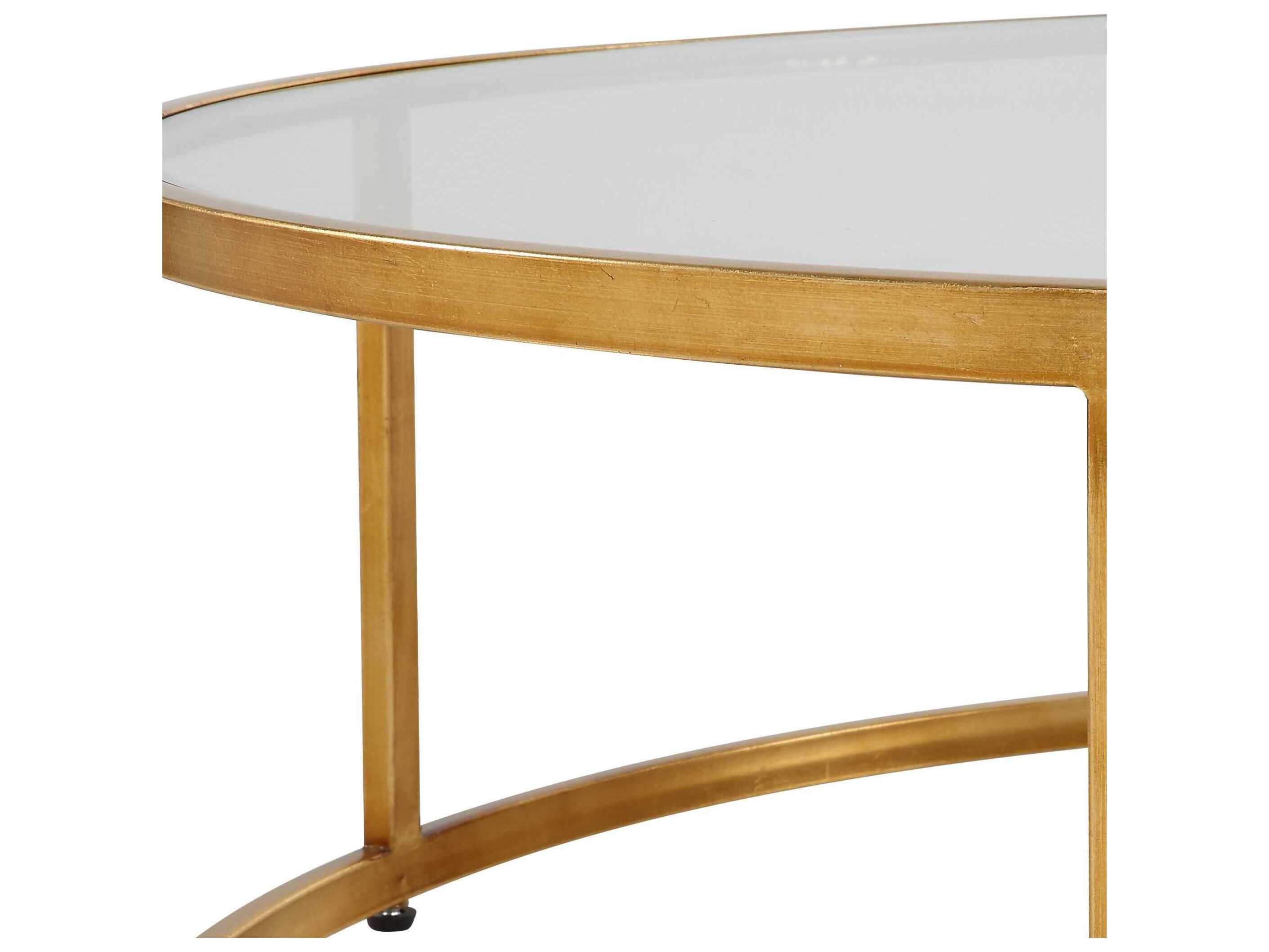 Uttermost Radius Round Glass Antique Gold Coffee Table