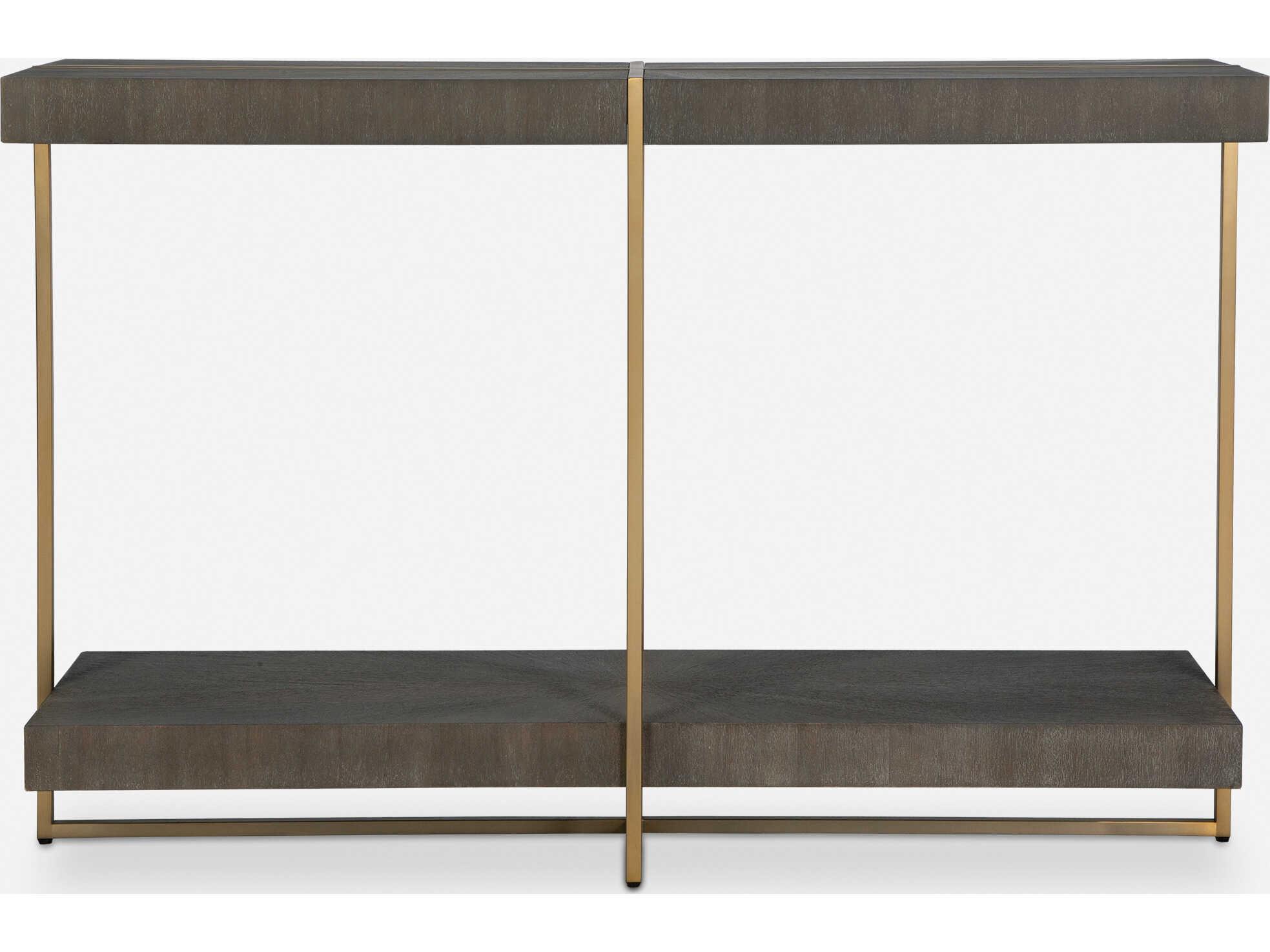 Uttermost Taja Rectangular Wood Brushed Brass Light Gray Console Table