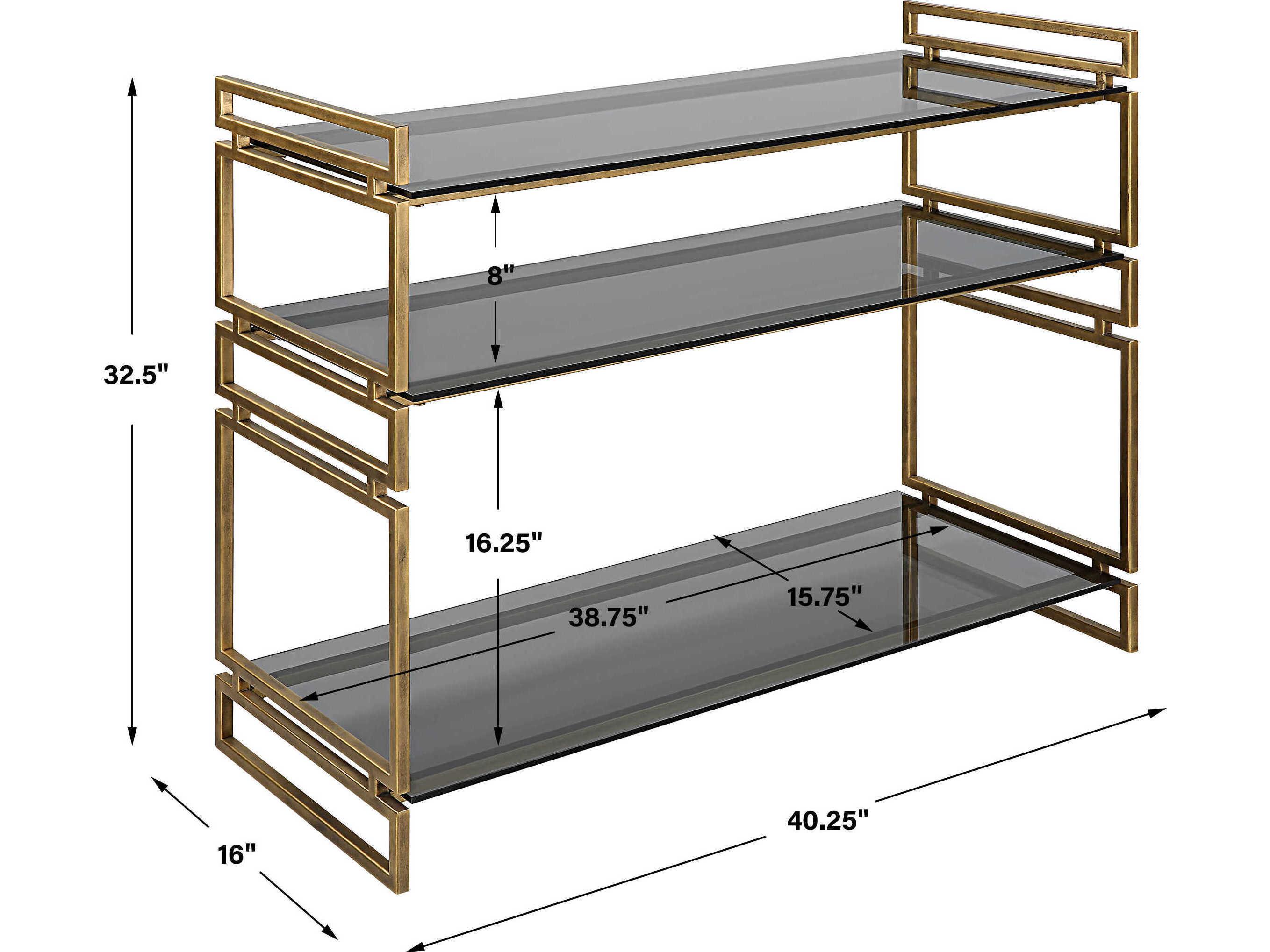Uttermost Stacked Up Rectangular Glass Antique Gold Console Table