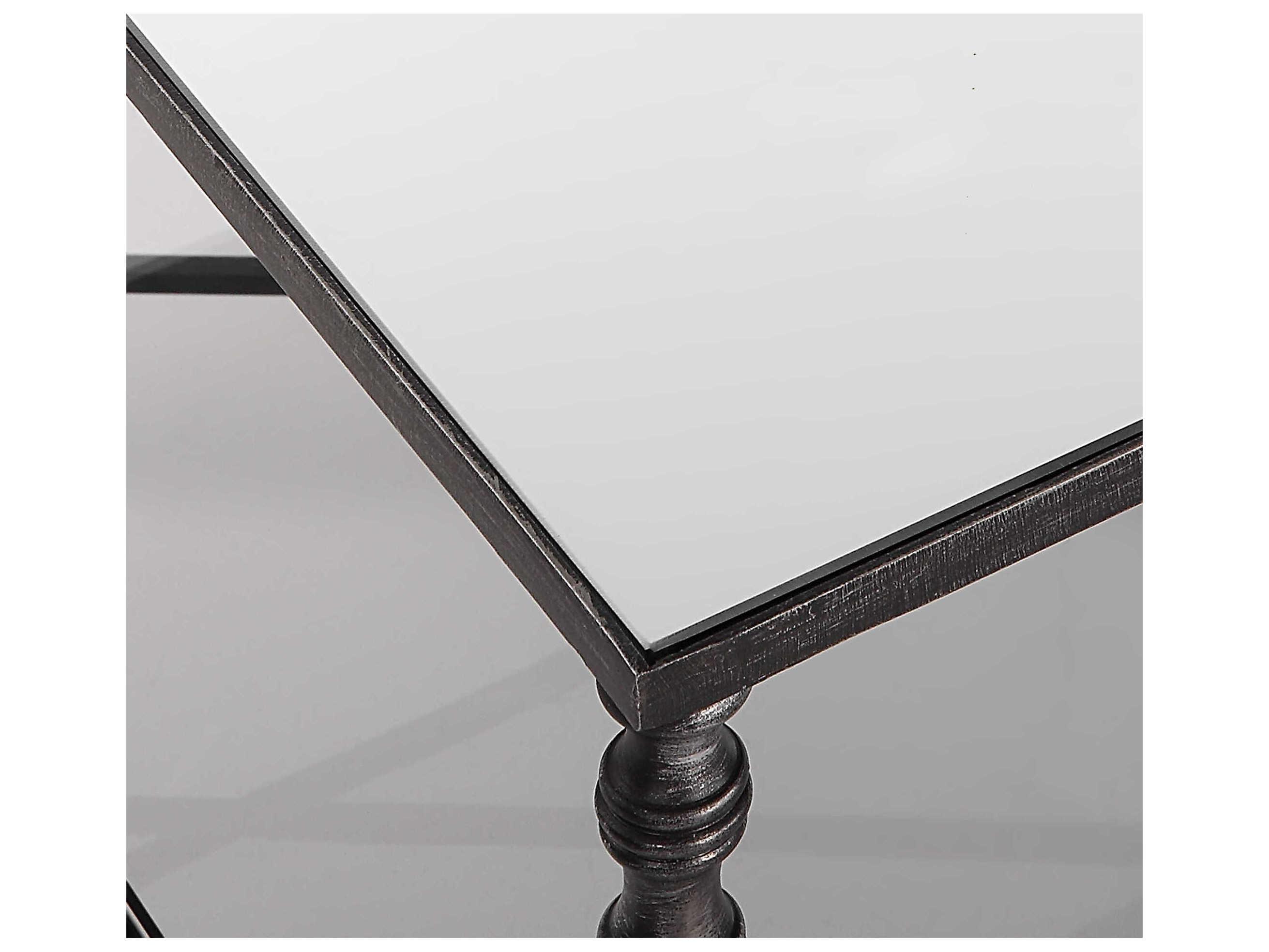 Uttermost Henzler Rectangular Glass Black Silver Coffee Table