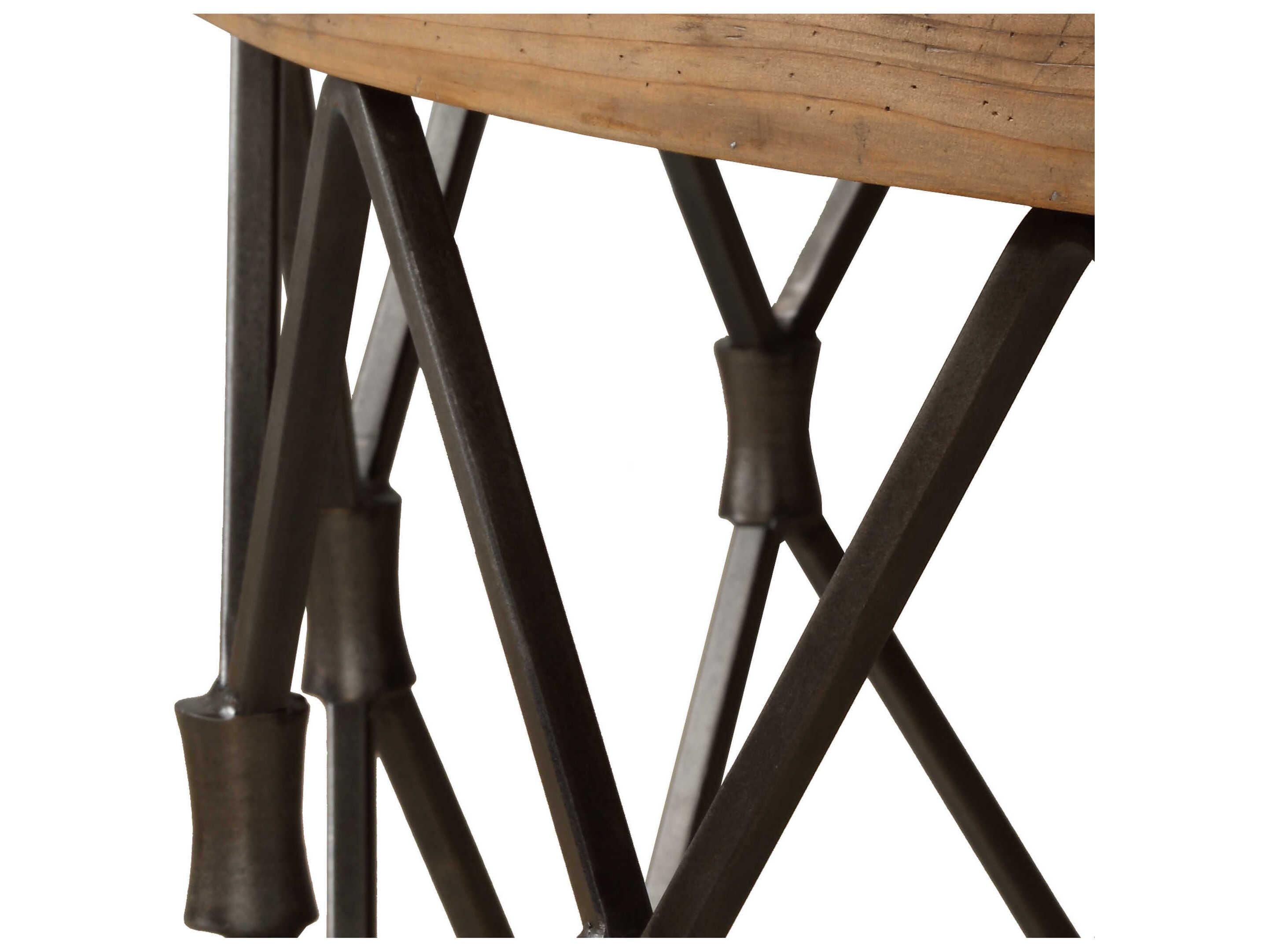 Uttermost Chain Reaction Round Wood Natural Aged Iron Coffee Table