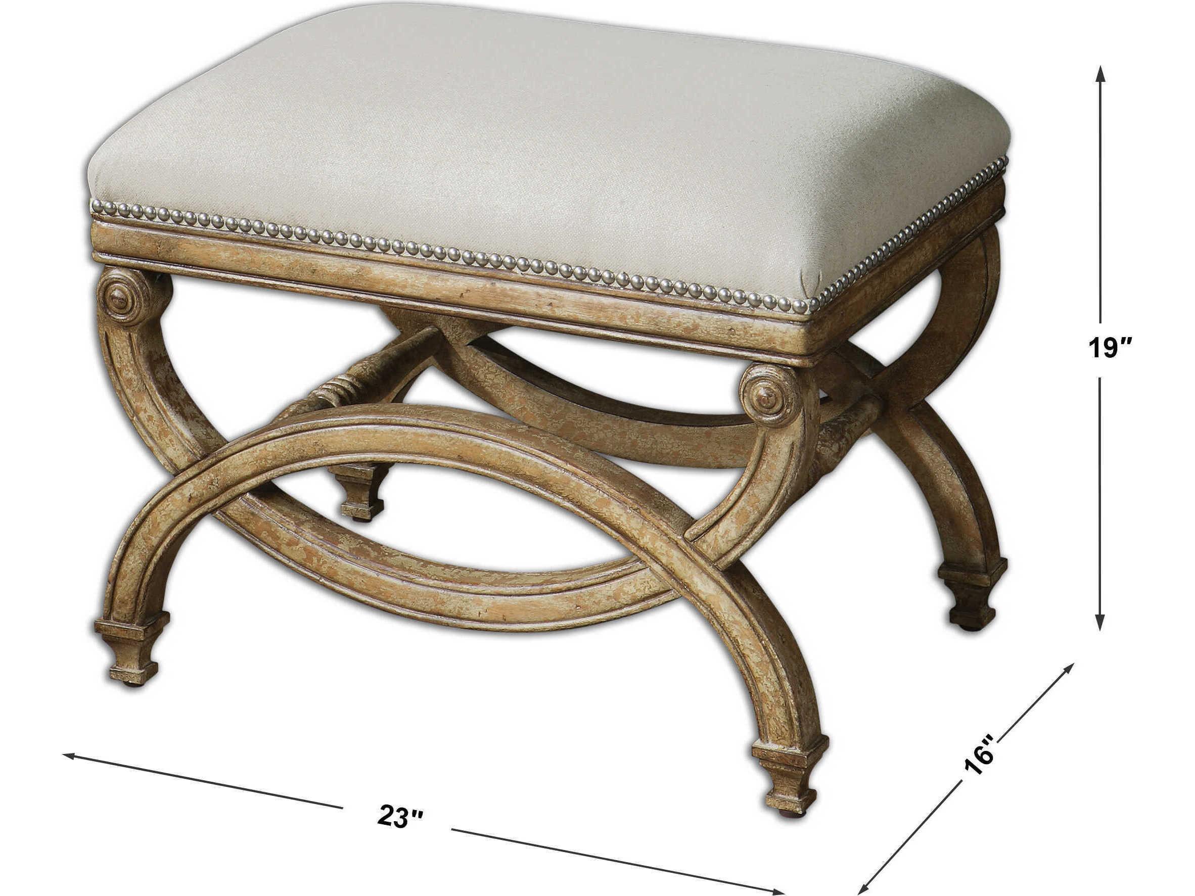 Uttermost Karline Antiqued Almond White Upholstered Accent Bench