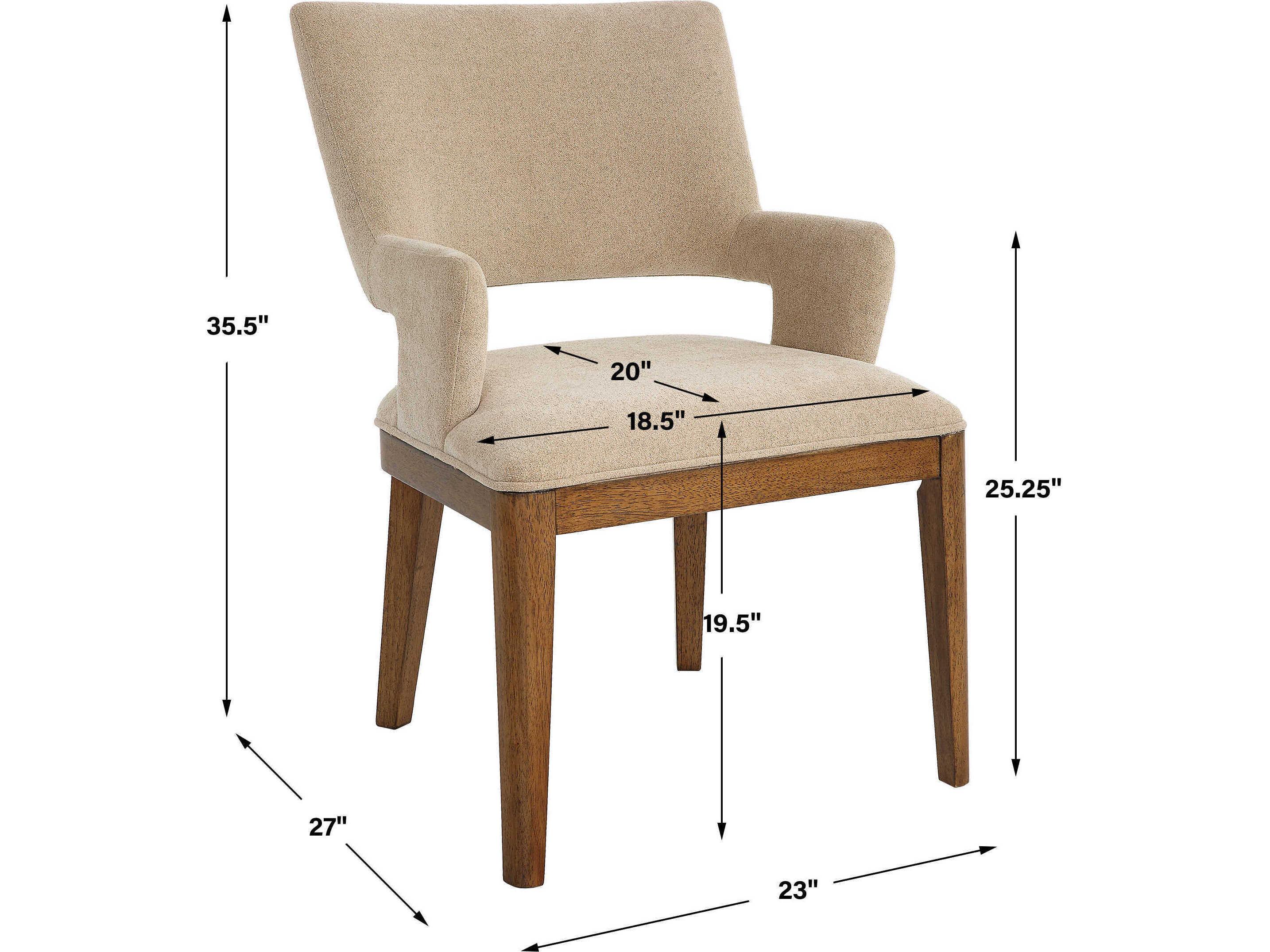 Uttermost Aspect Ply Wood Beige Upholstered Arm Dining Chair