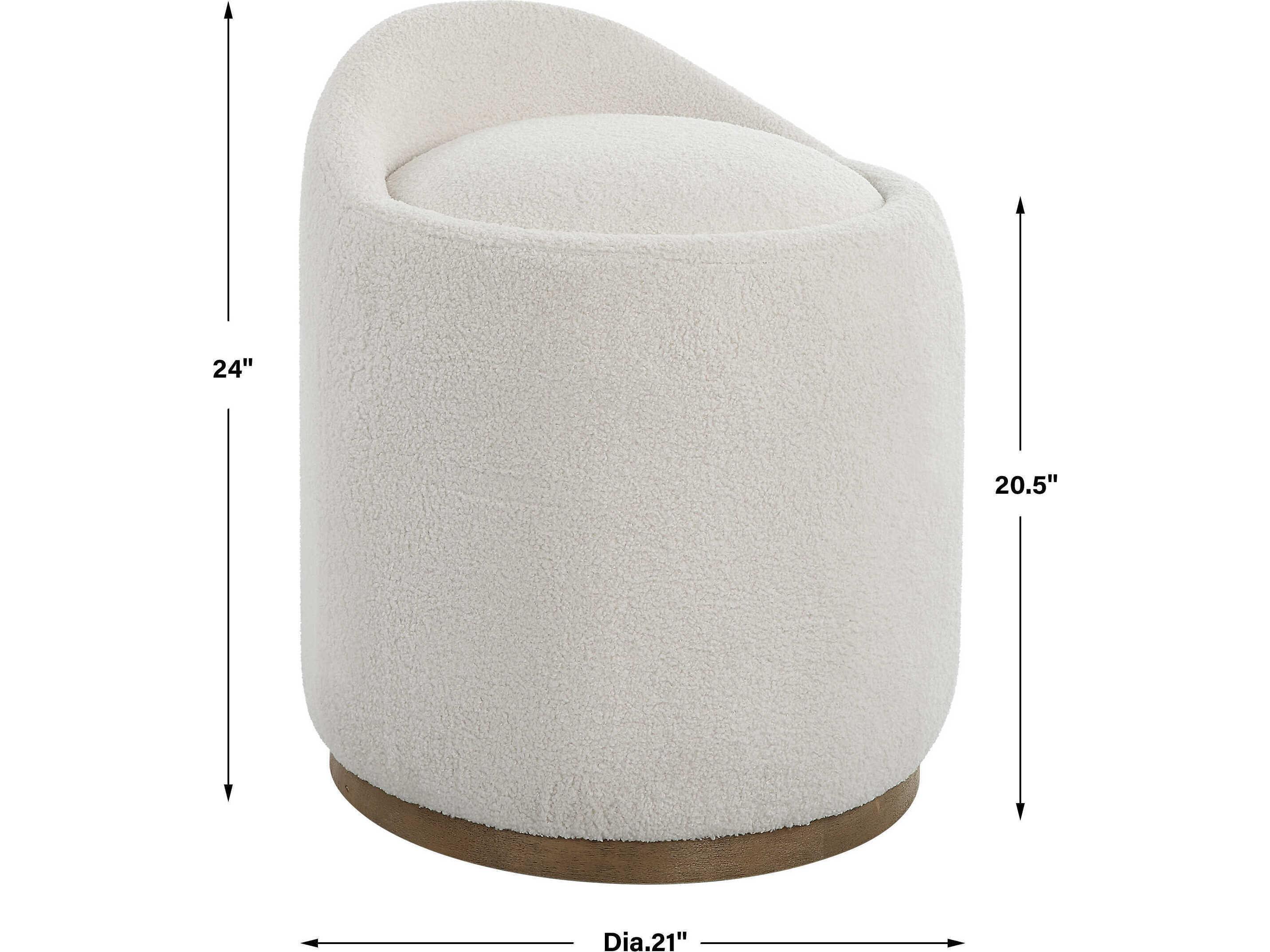 Uttermost Swirl Natural White Upholstered Ottoman