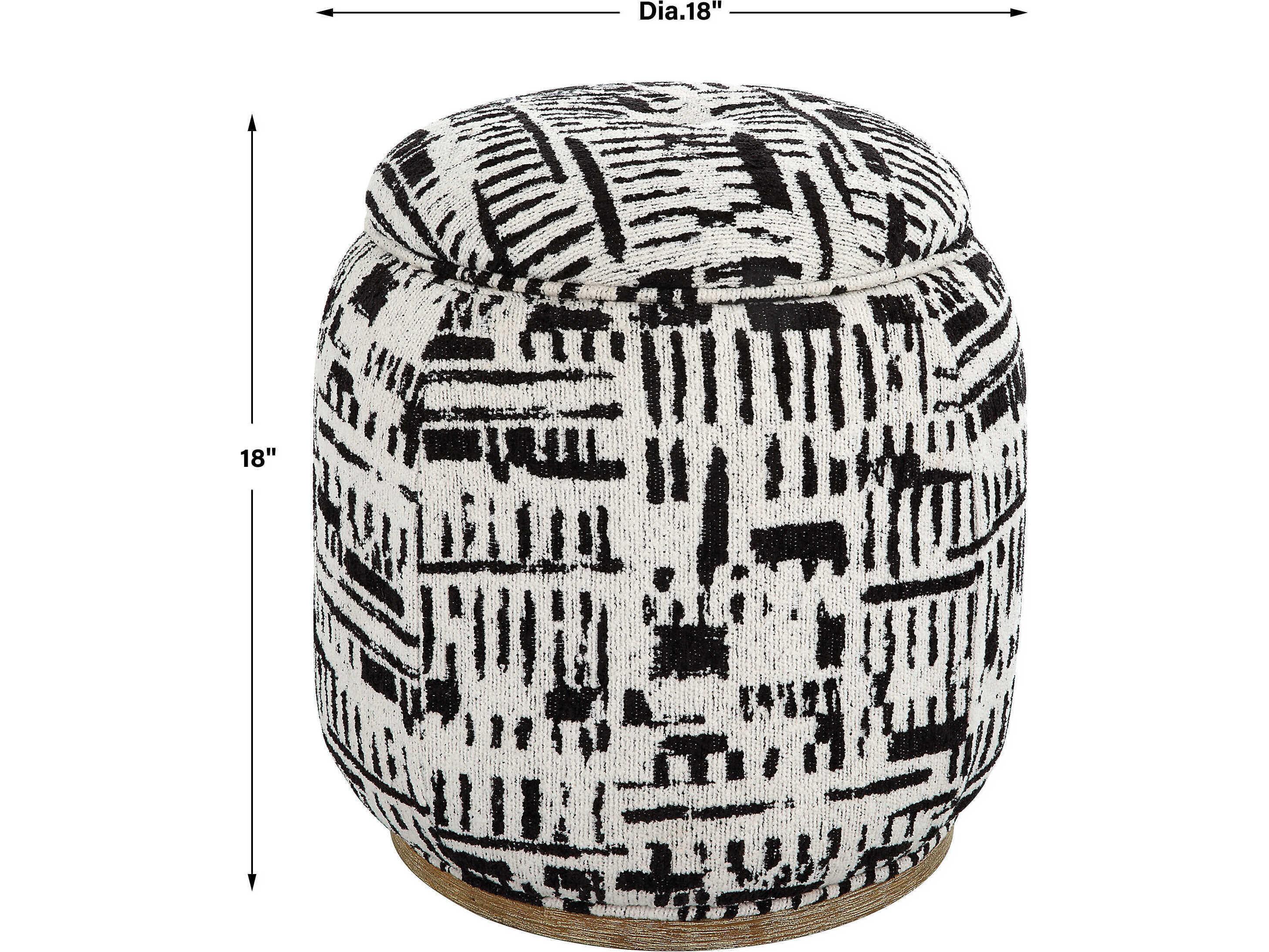 Uttermost Dialogue Black Off White Upholstered Ottoman