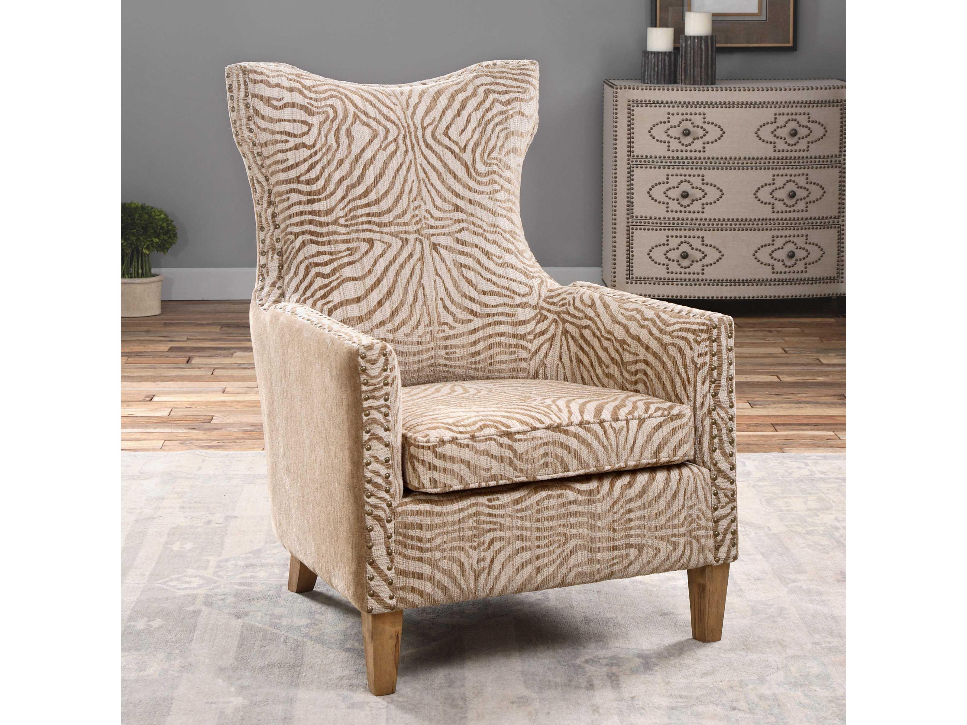 Uttermost Kiango Beige Fabric Accent Chair