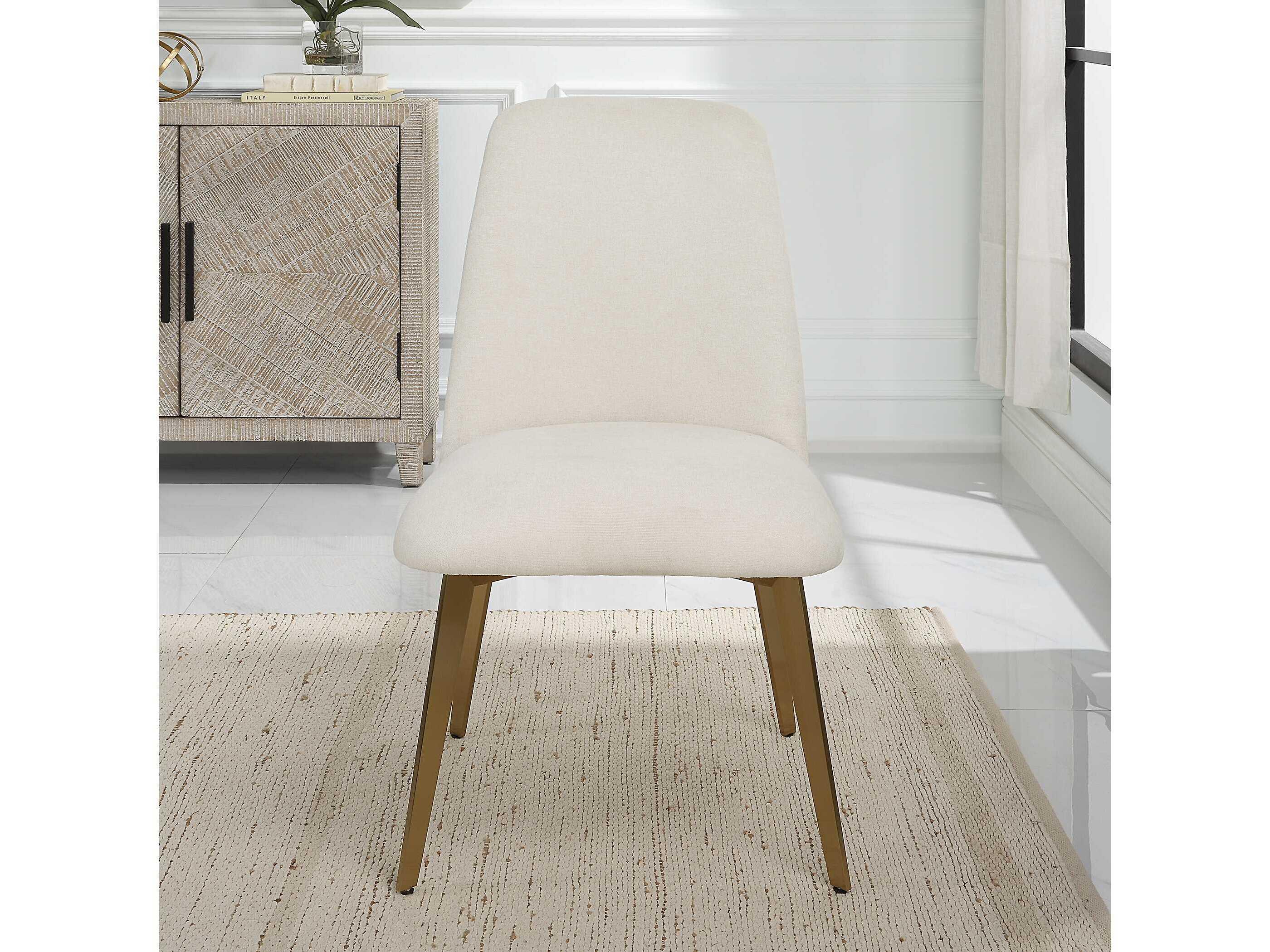 Uttermost Vantage Ply Wood White Upholstered Side Dining Chair
