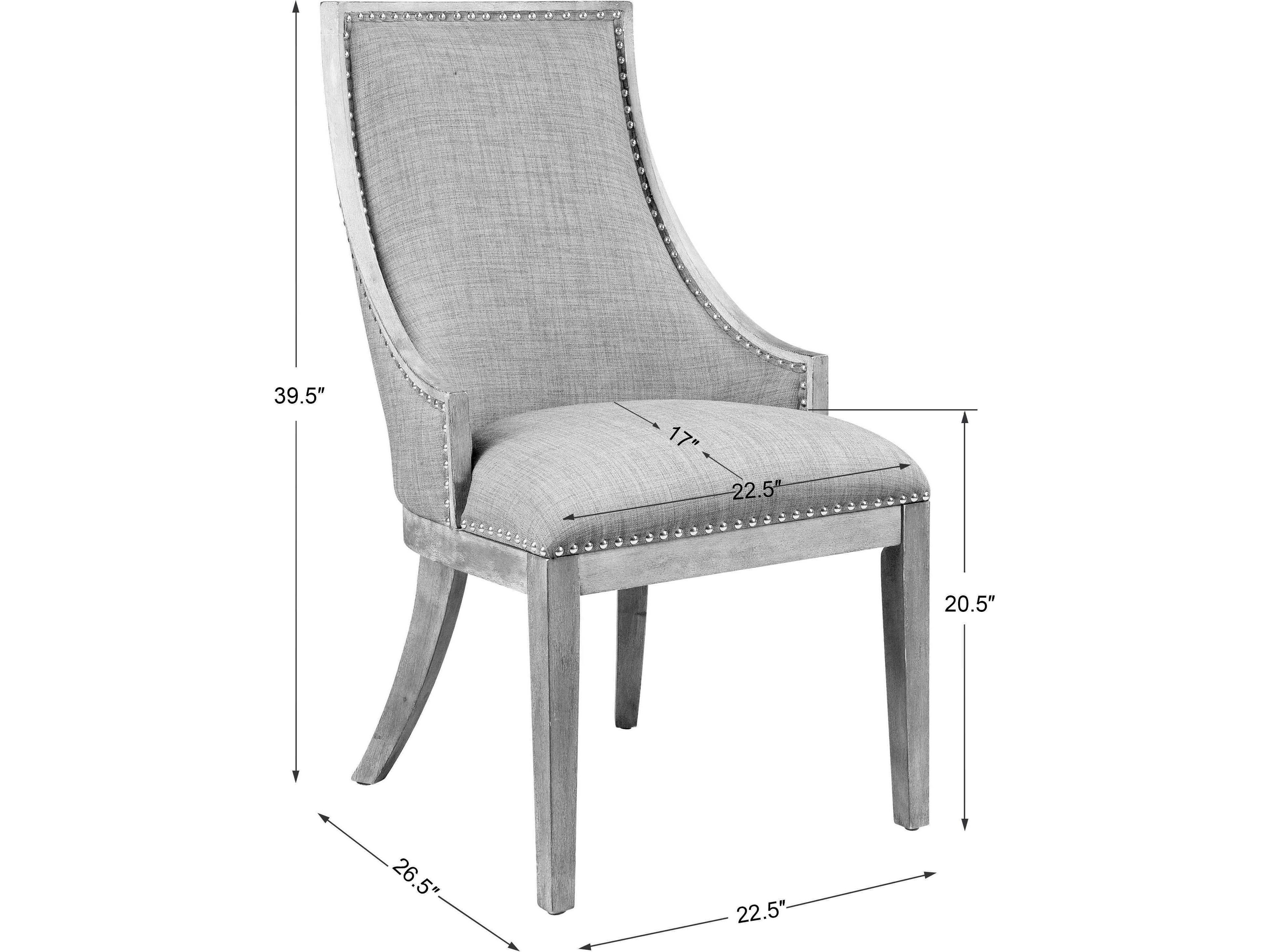 Uttermost Aidrian Solid Wood Gray Upholstered Arm Dining Chair