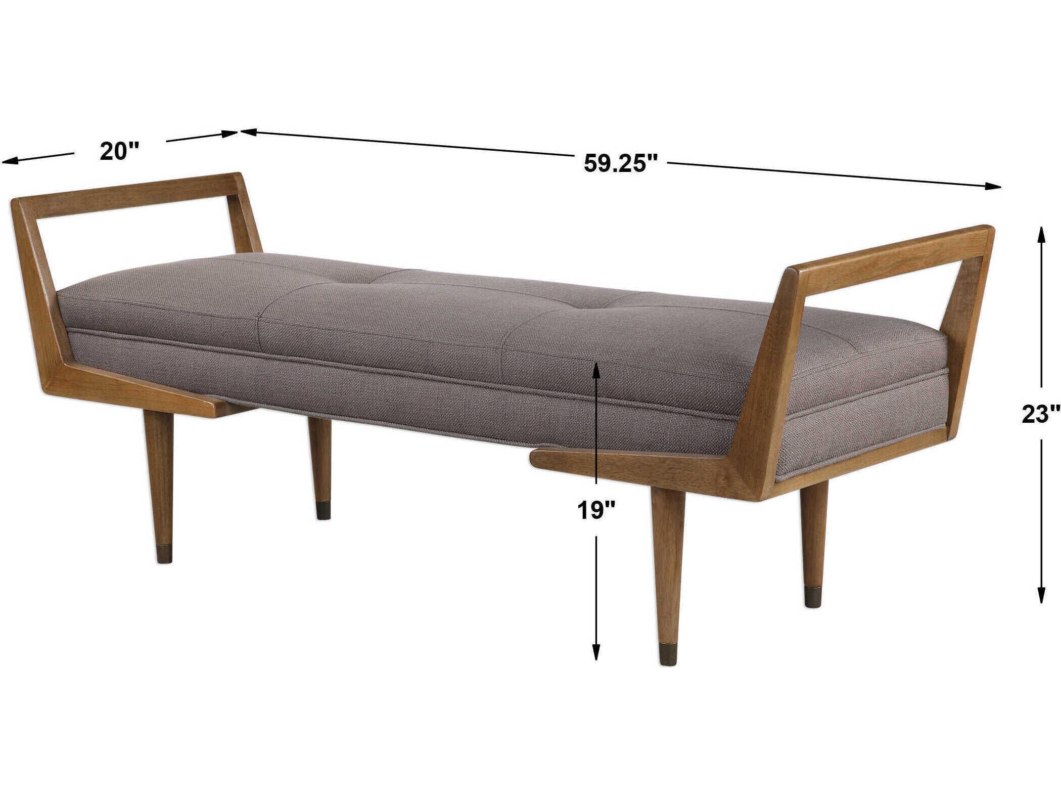 Uttermost Waylon Gray Upholstered Accent Bench