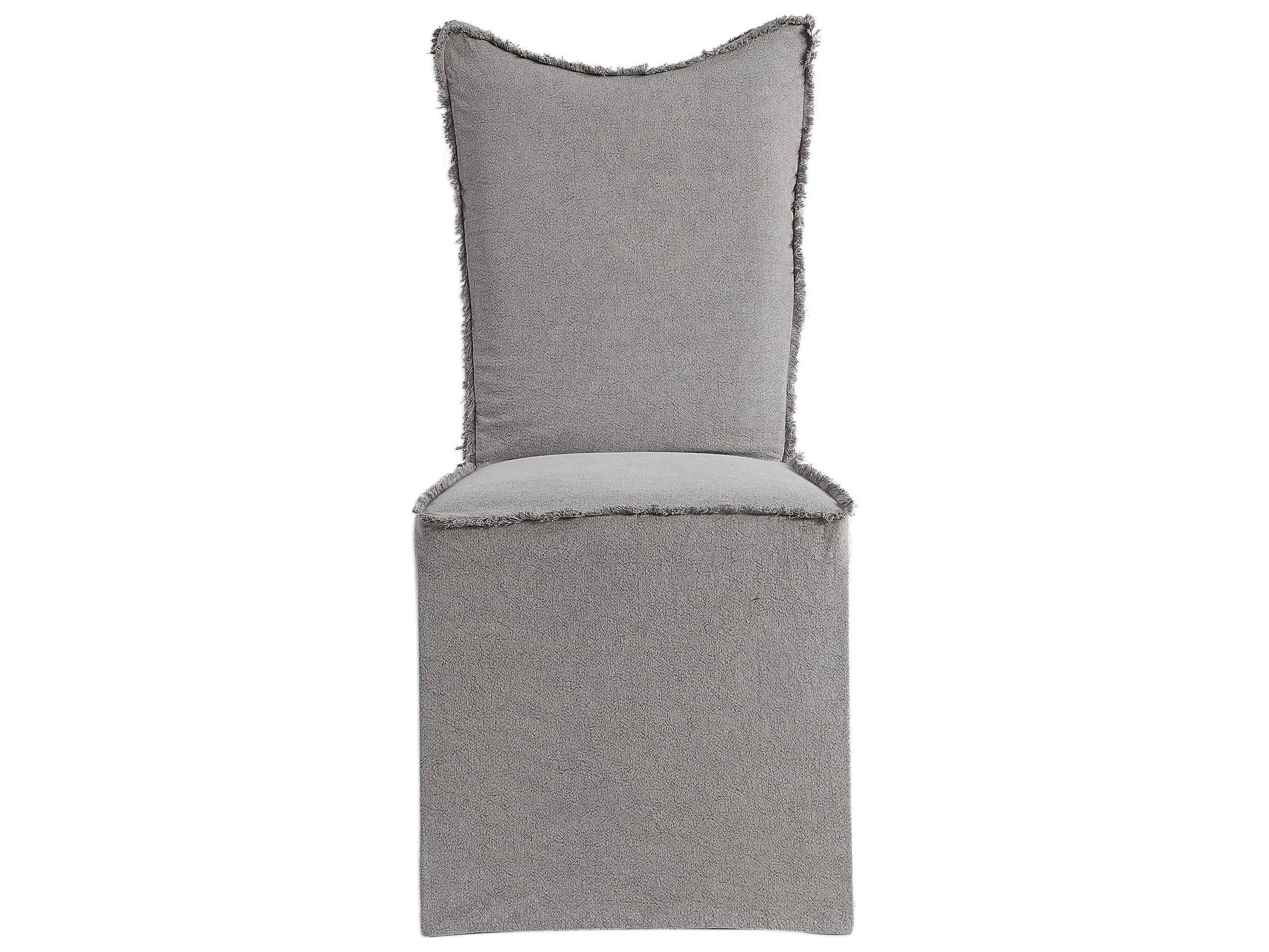 Uttermost Narissa Poplar Wood Gray Upholstered Side Dining Chair Set of 2