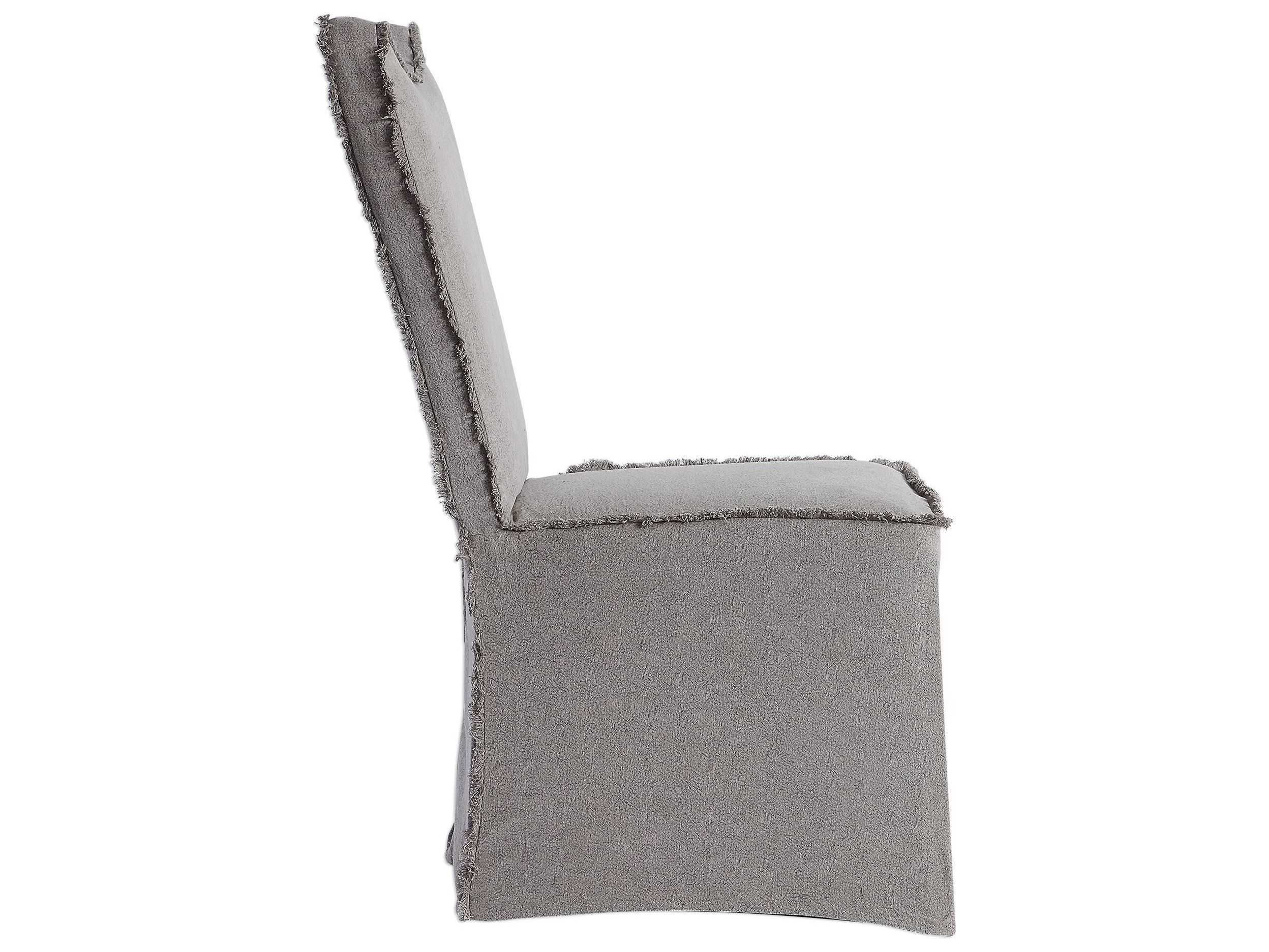 Uttermost Narissa Poplar Wood Gray Upholstered Side Dining Chair Set of 2