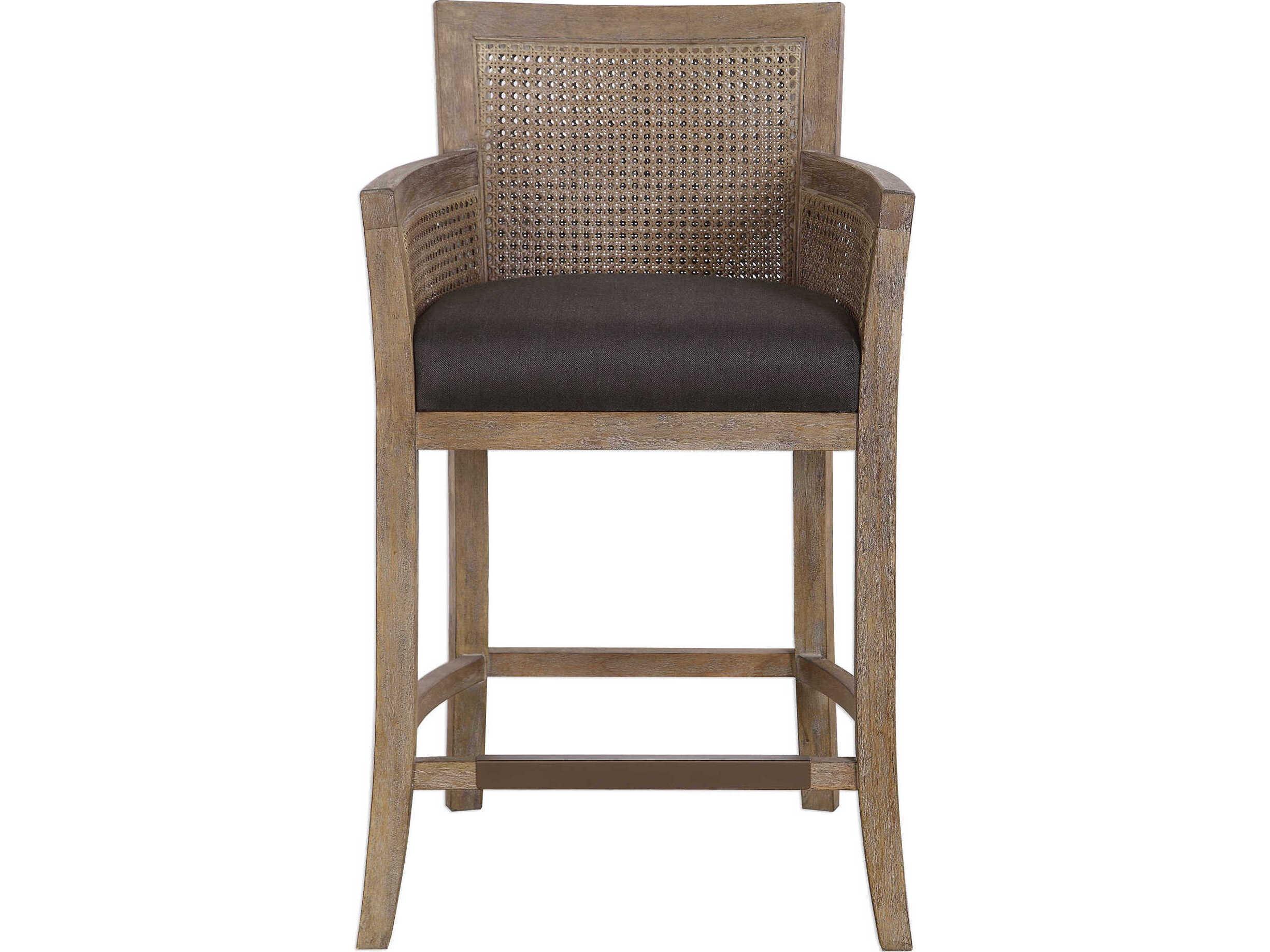 Uttermost Encore Upholstered Birch Wood Dark Gray Counter Stool