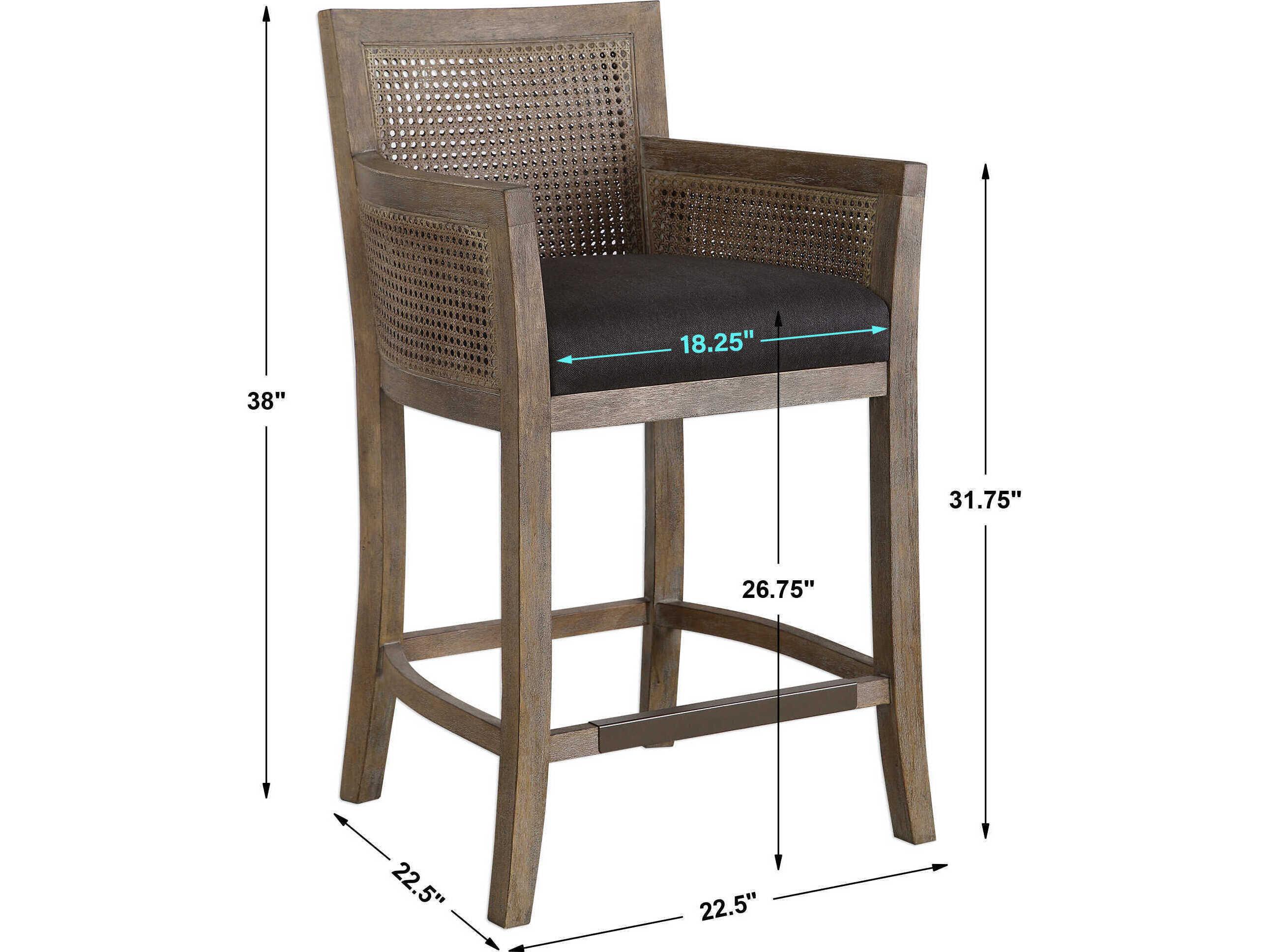 Uttermost Encore Upholstered Birch Wood Dark Gray Counter Stool