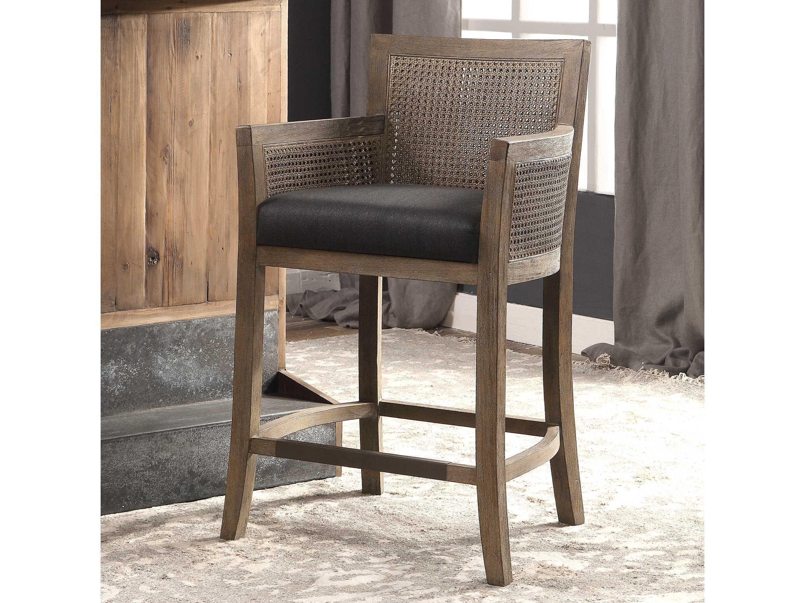 Uttermost Encore Upholstered Birch Wood Dark Gray Counter Stool