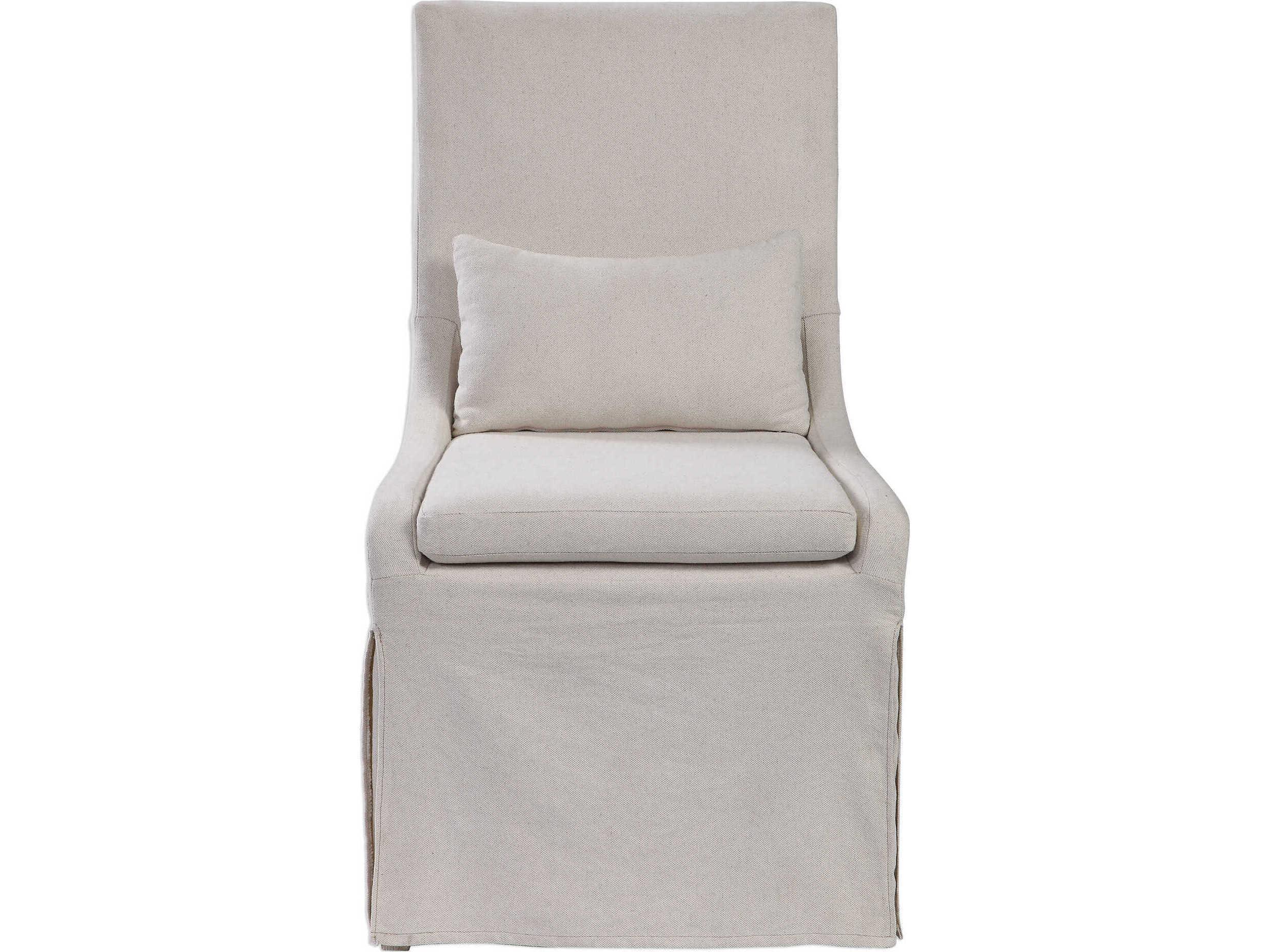 Uttermost Coley Birch Wood White Upholstered Side Dining Chair
