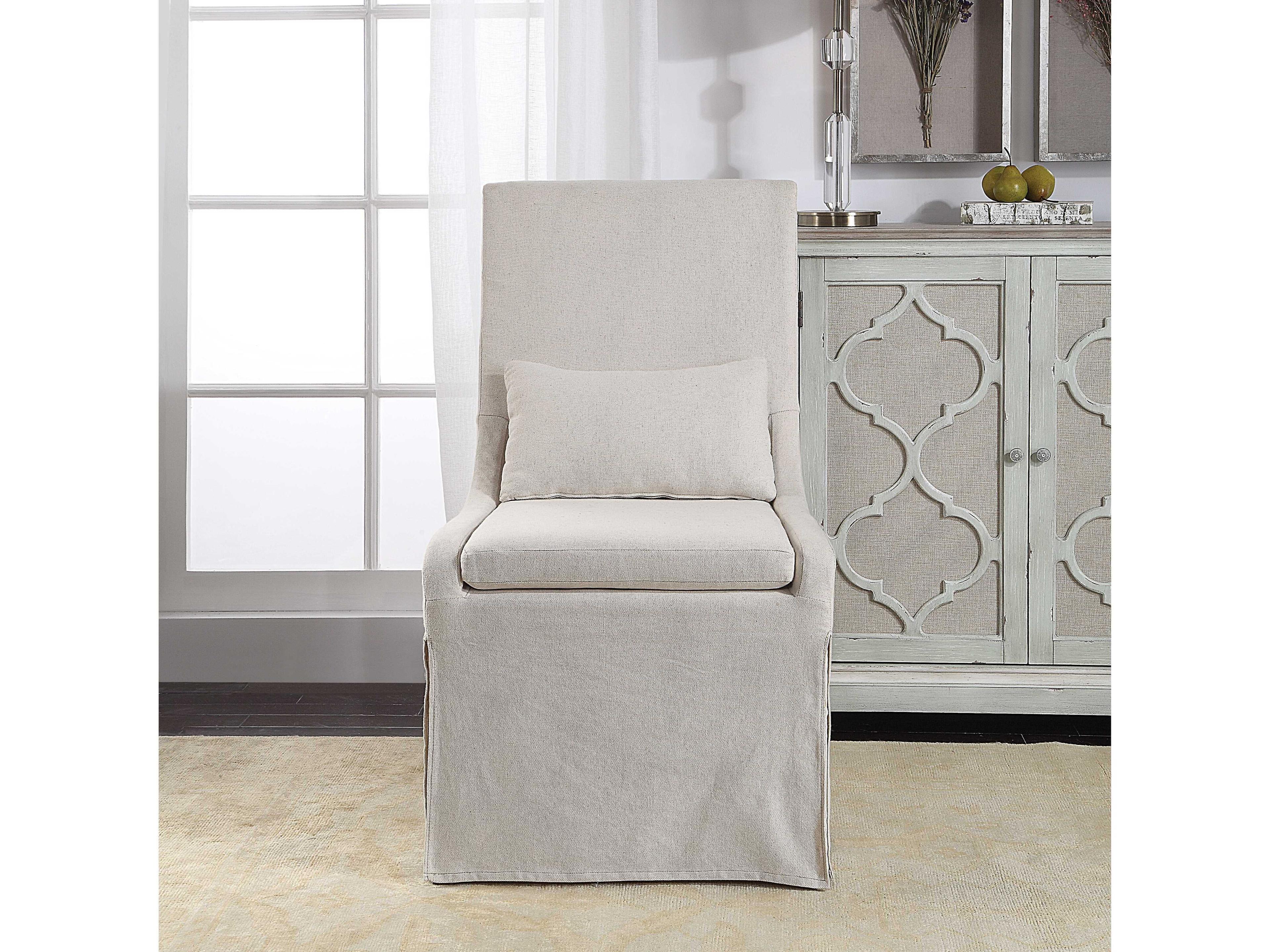 Uttermost Coley Birch Wood White Upholstered Side Dining Chair