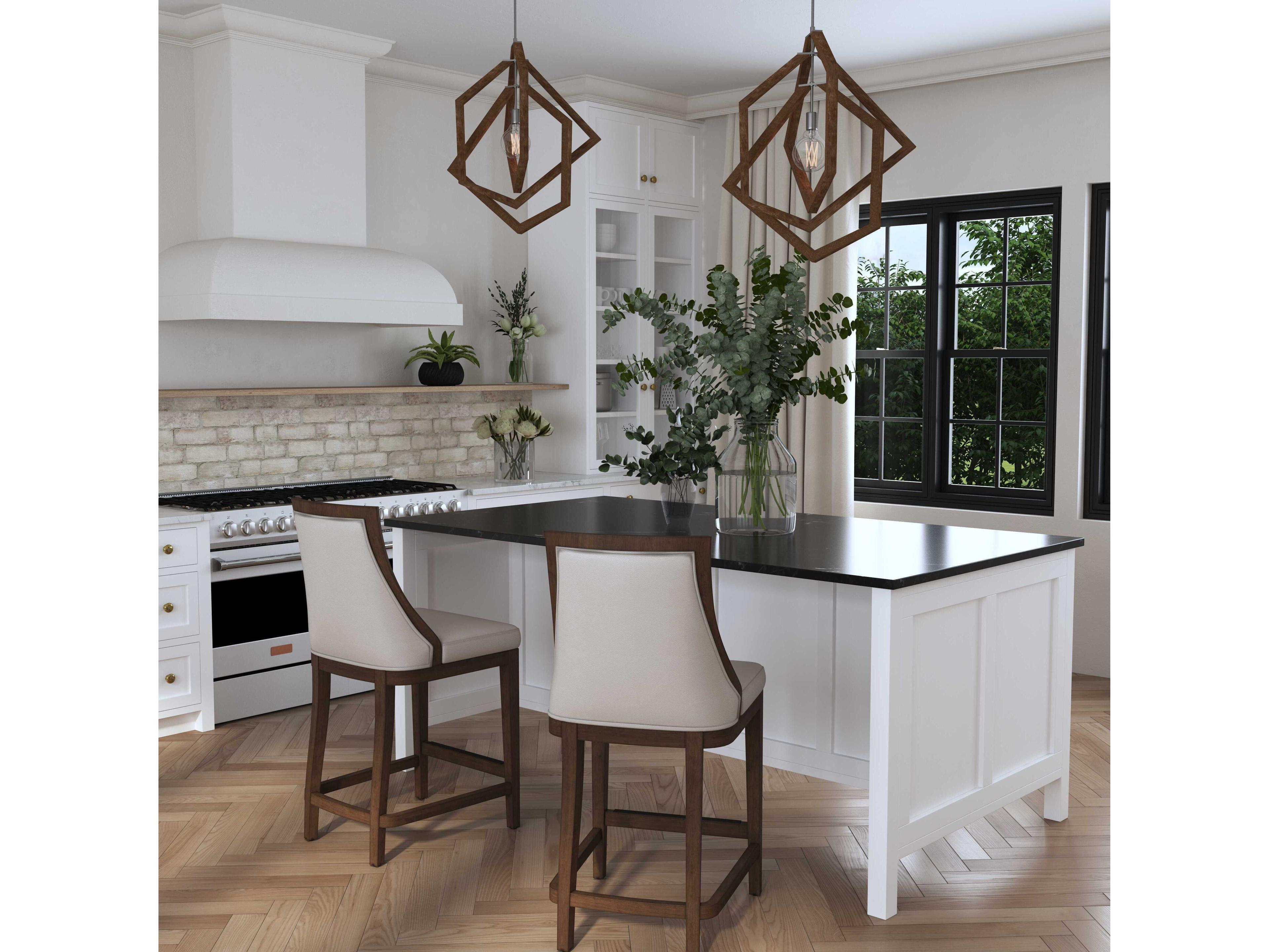 Uttermost Purcell Leather Solid Wood Cappuccino Counter Stool