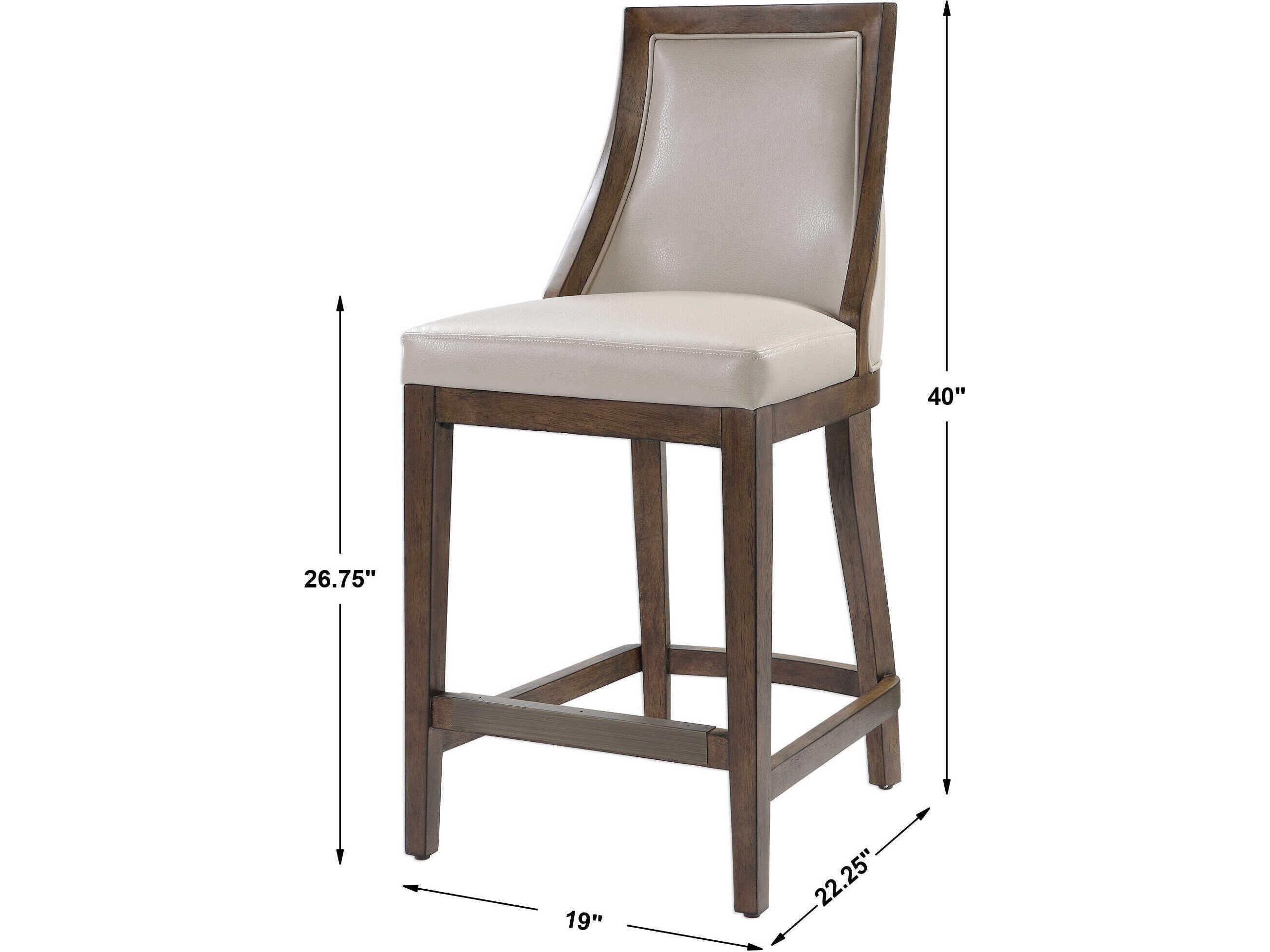 Uttermost Purcell Leather Solid Wood Cappuccino Counter Stool
