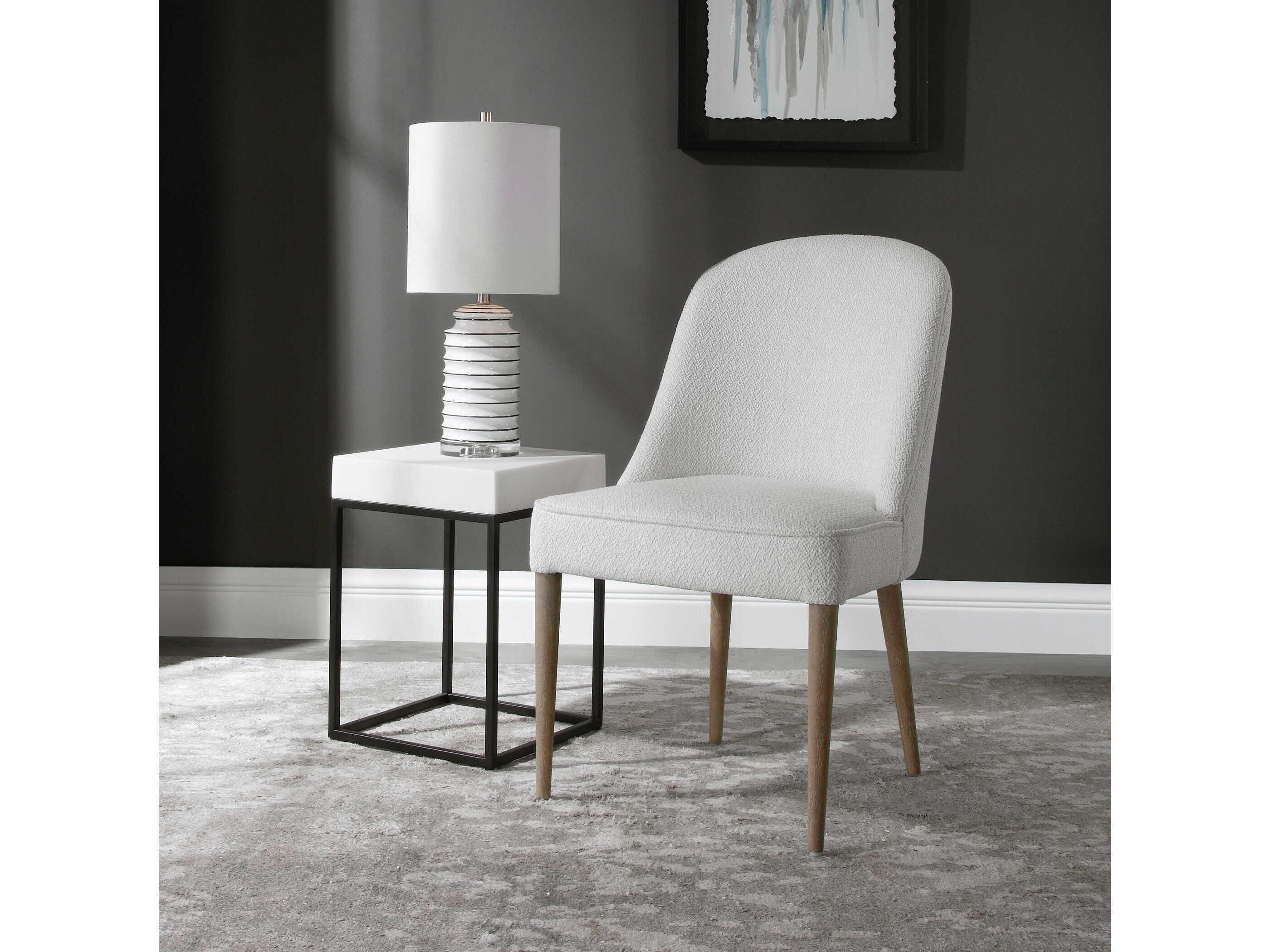 Uttermost Brie Rubberwood White Upholstered Side Dining Chair Set of 2