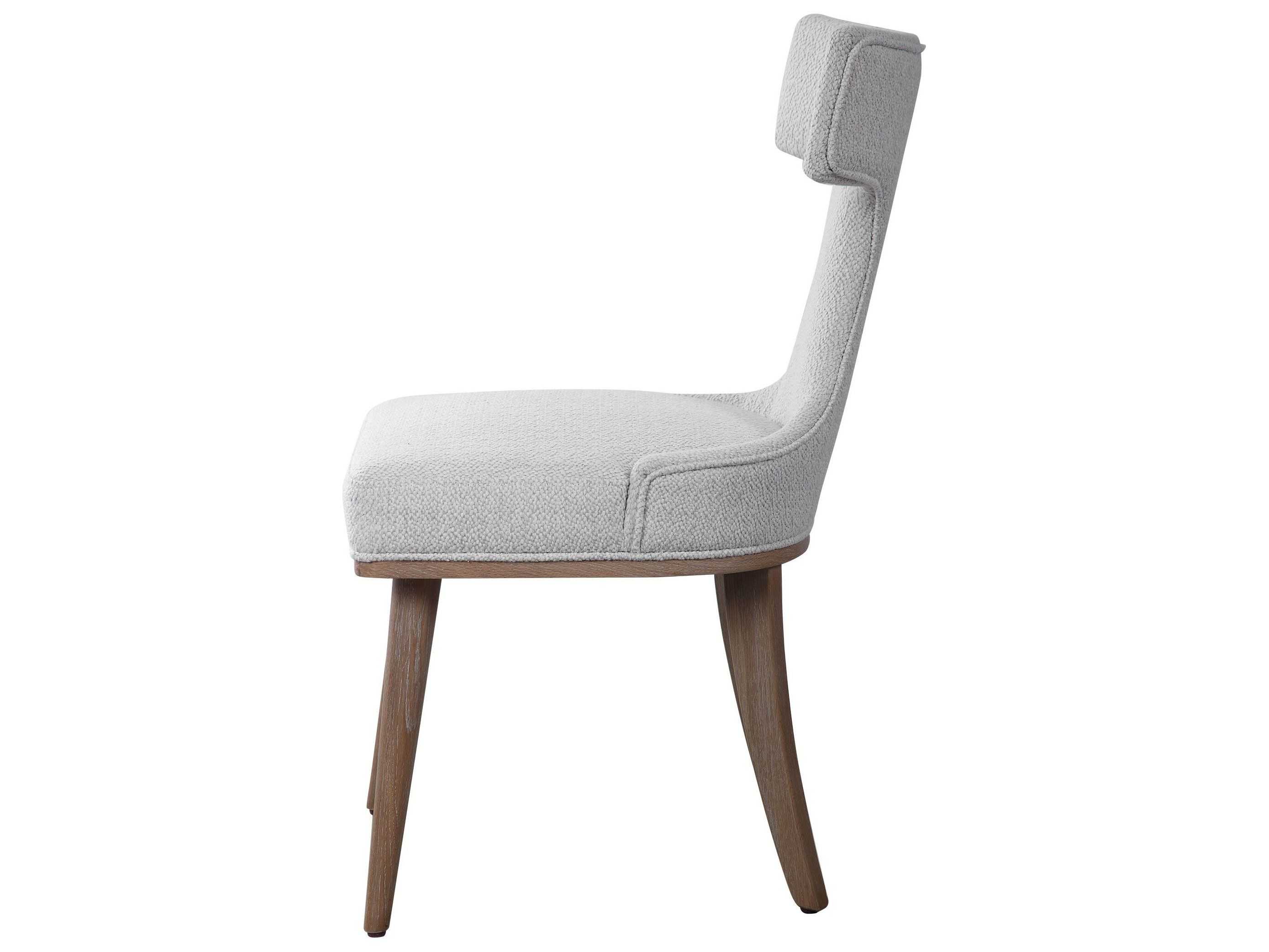 Uttermost Klismos Oak Wood White Upholstered Side Dining Chair Set of 2