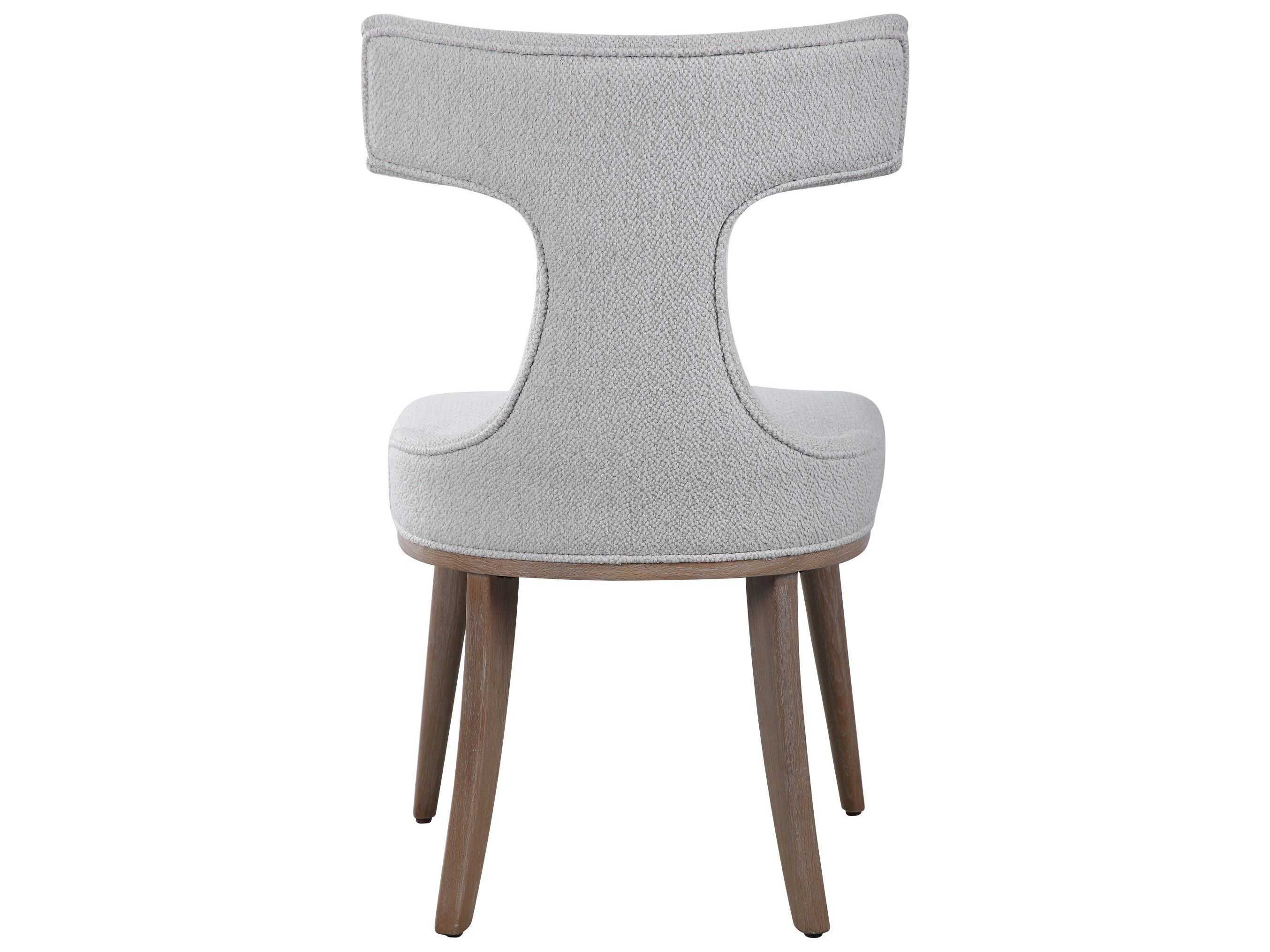 Uttermost Klismos Oak Wood White Upholstered Side Dining Chair Set of 2