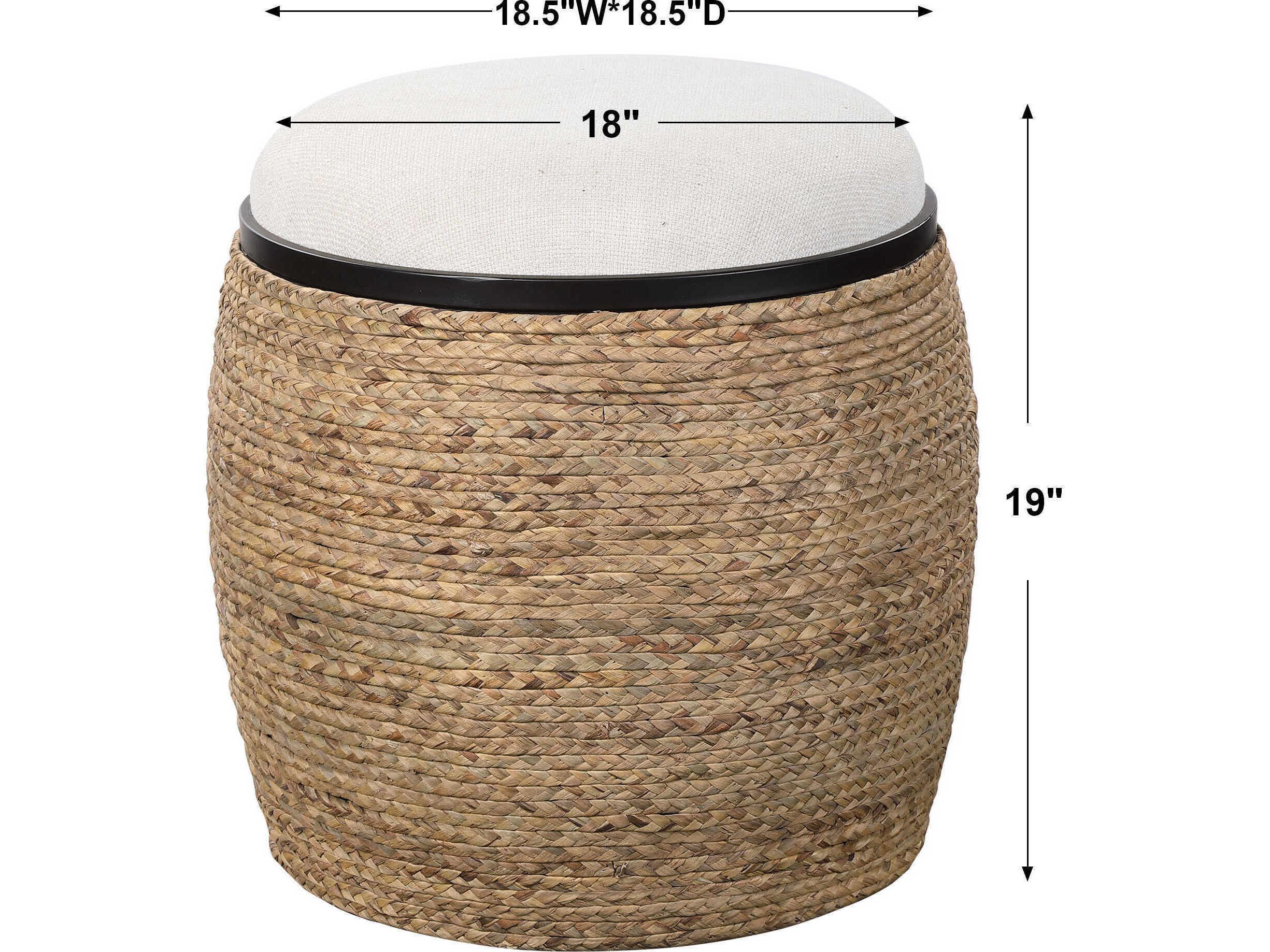 Uttermost Island Natural Light Beige Brown Upholstered Accent Stool