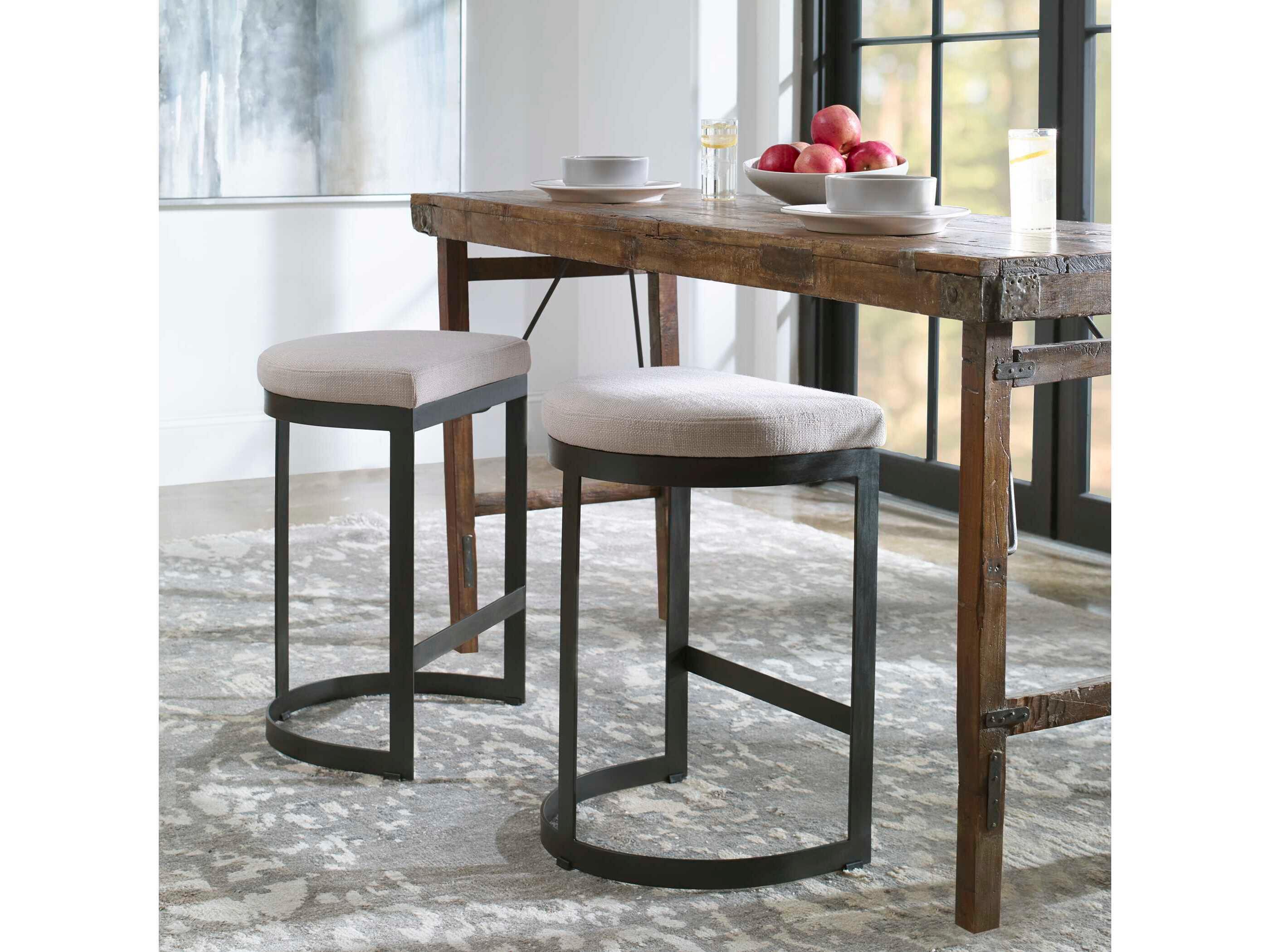 Uttermost Ivanna Upholstered Matte Black Counter Stool