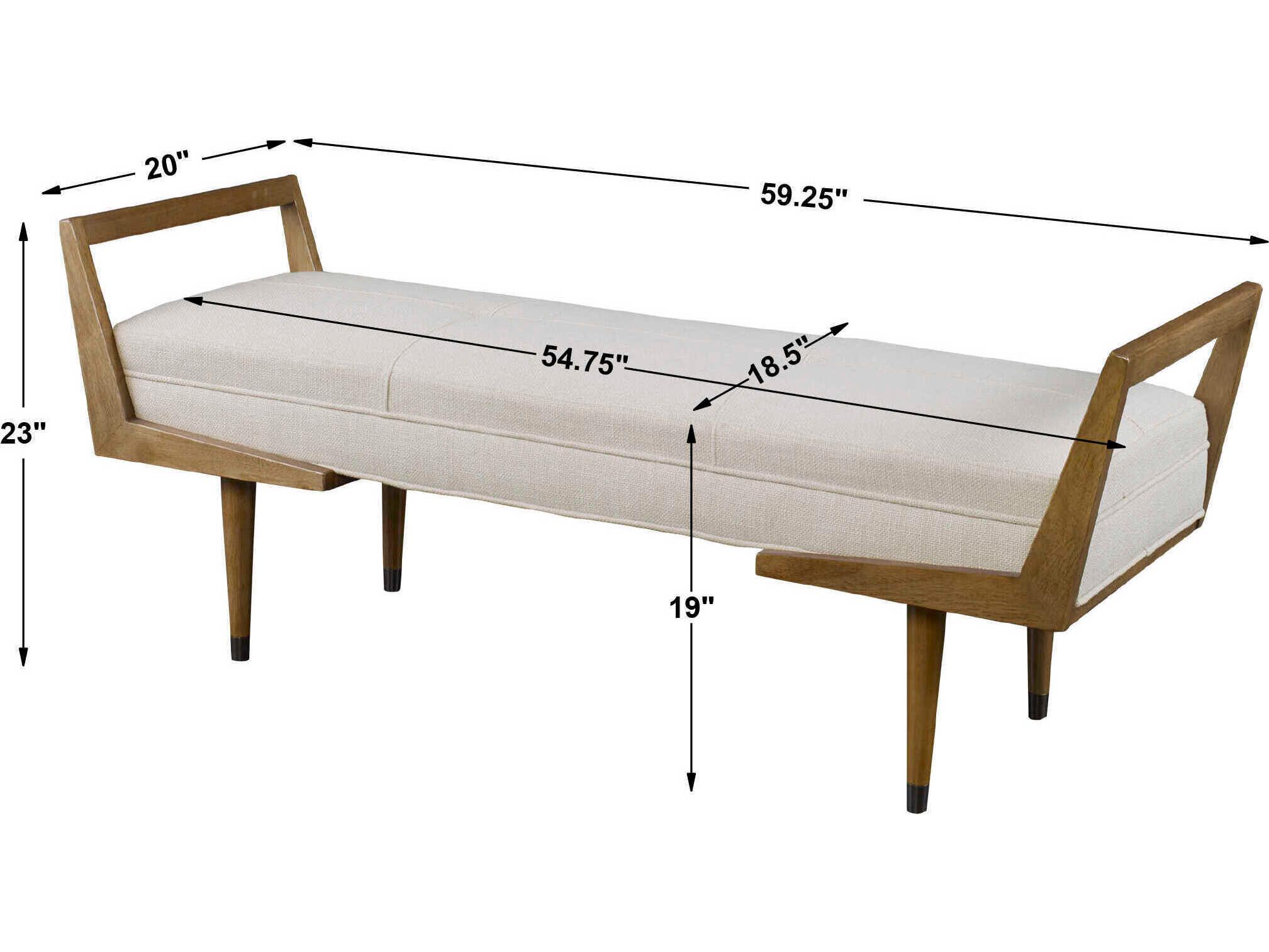 Uttermost Waylon Woven Ivory Brown Upholstered Accent Bench