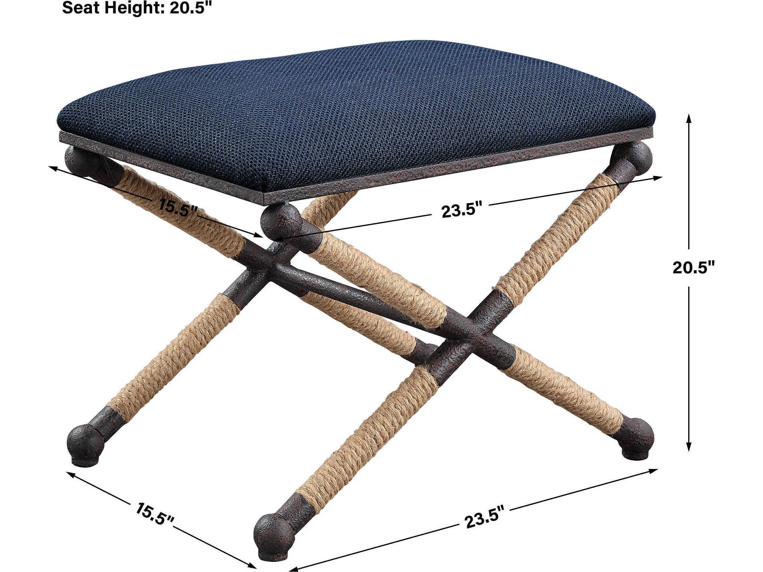 Uttermost Firth Navy Blue Upholstered Accent Bench