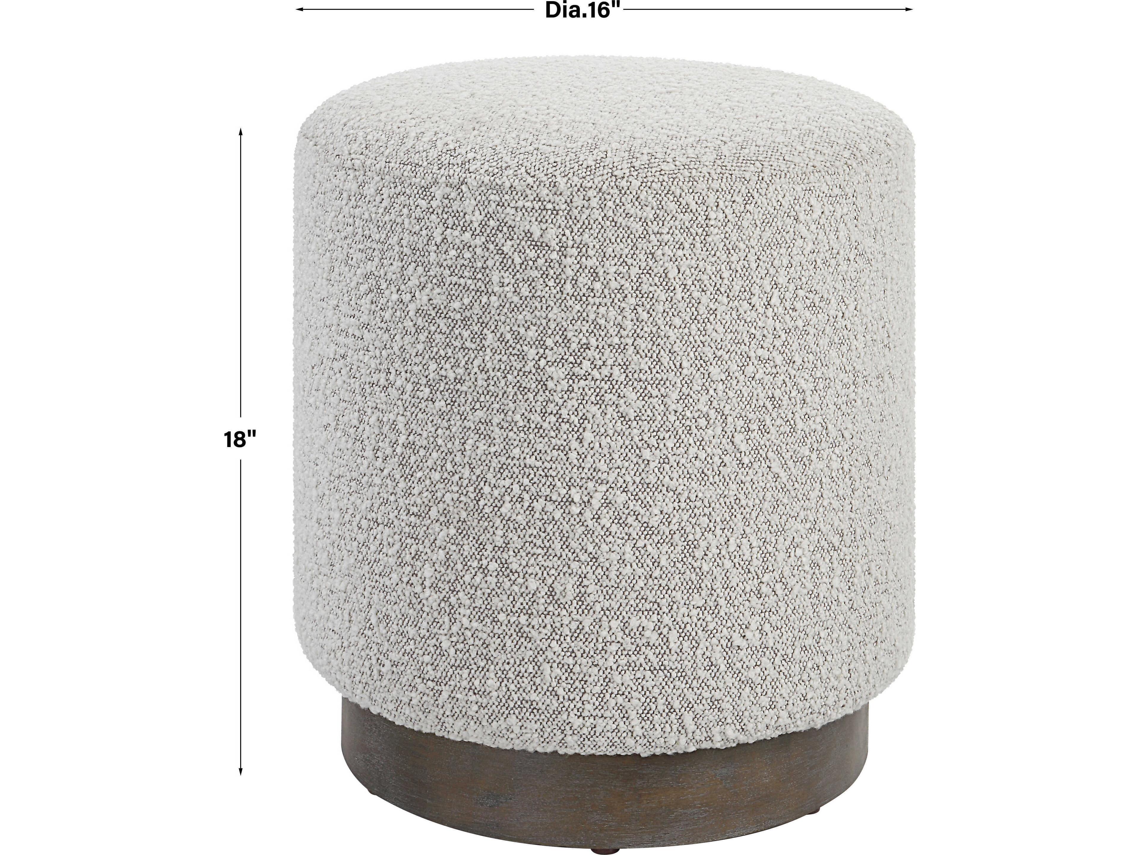 Uttermost Avila Ivory Warm Gray Natural Oak Upholstered Ottoman