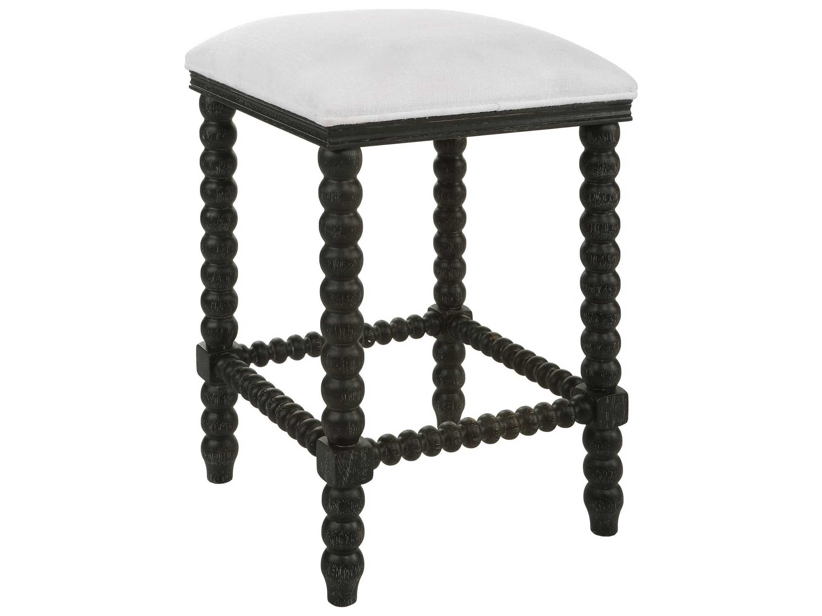 Uttermost Pryce Upholstered Hardwood Black Counter Stool