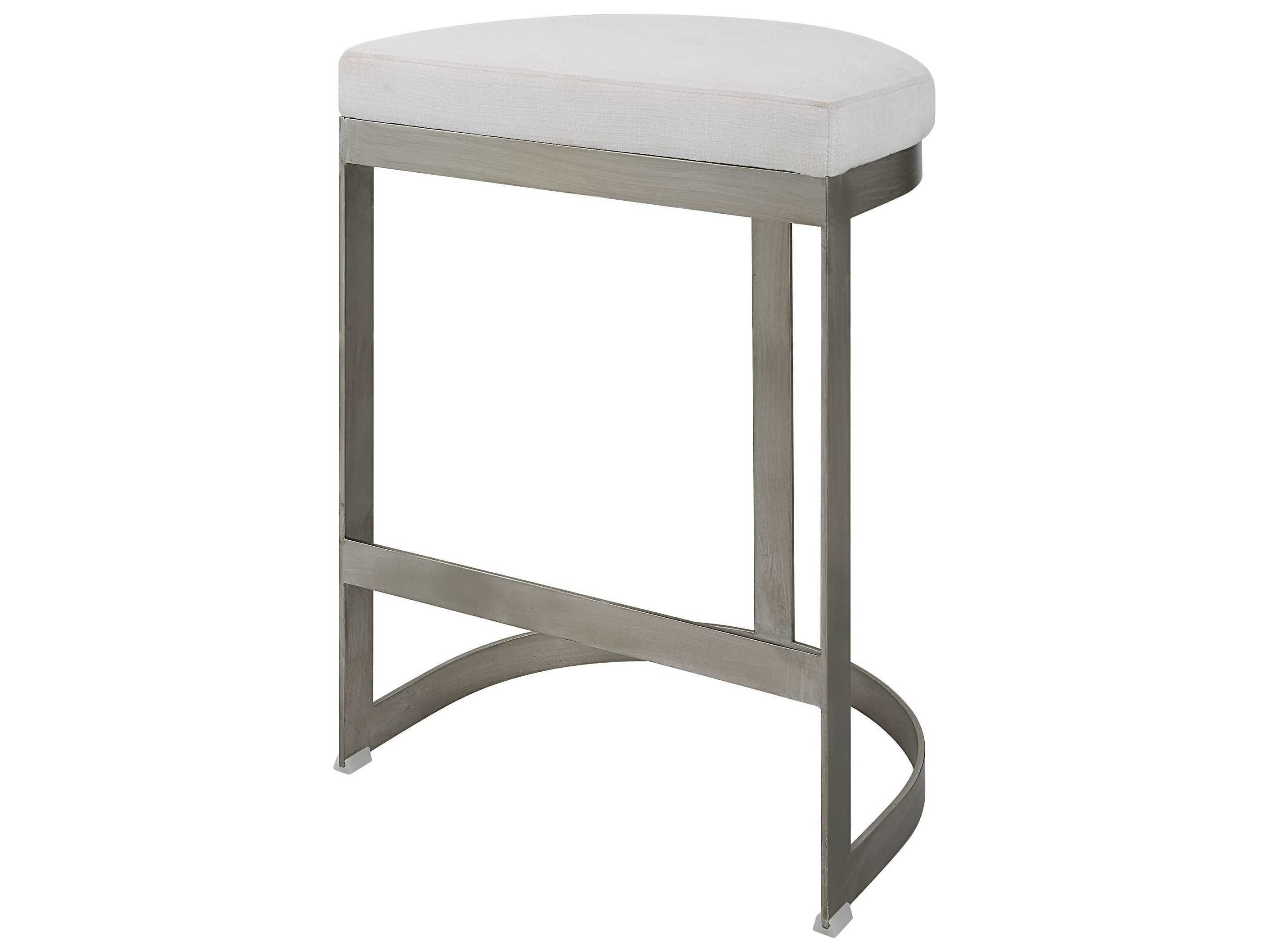 Uttermost Ivanna Upholstered Brushed Silver Counter Stool