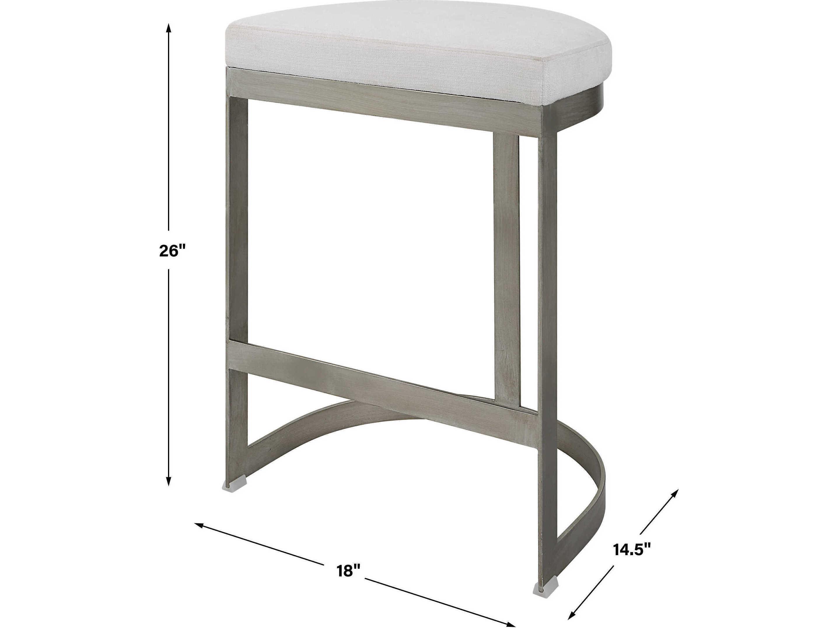 Uttermost Ivanna Upholstered Brushed Silver Counter Stool