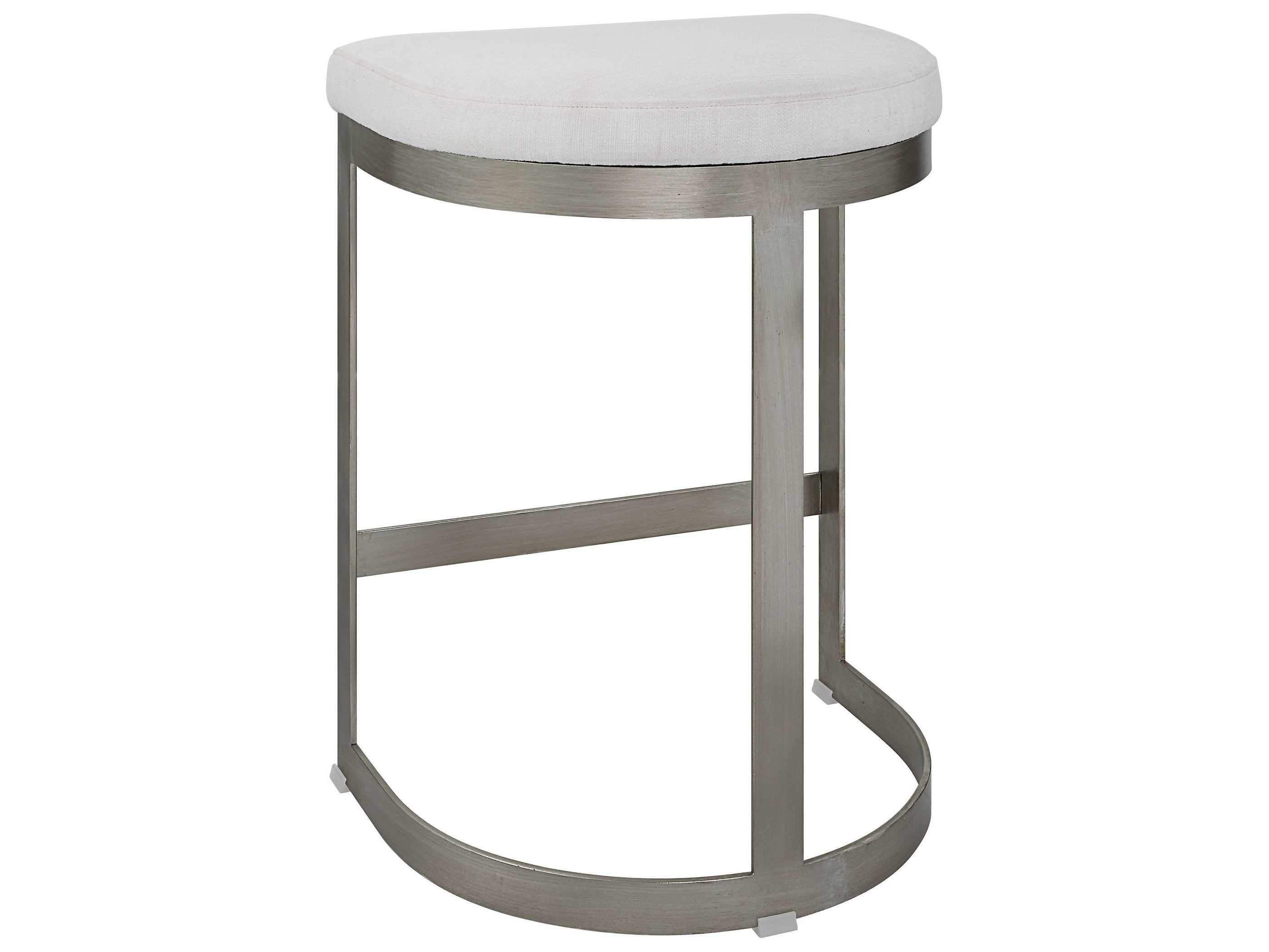 Uttermost Ivanna Upholstered Brushed Silver Counter Stool