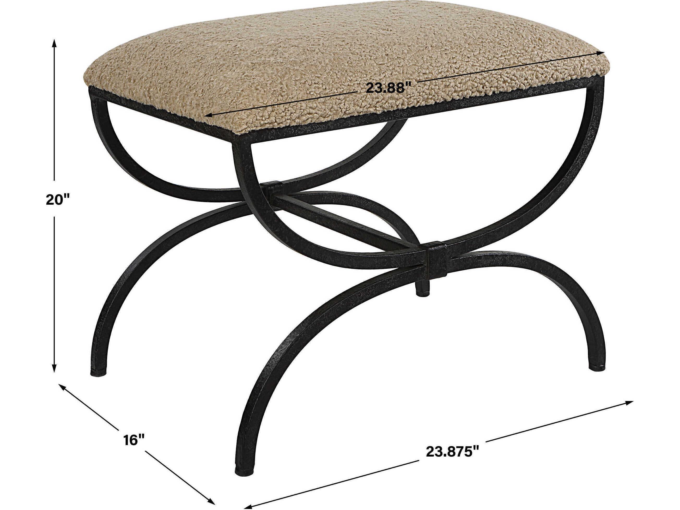 Uttermost Aged Black Upholstered Accent Stool