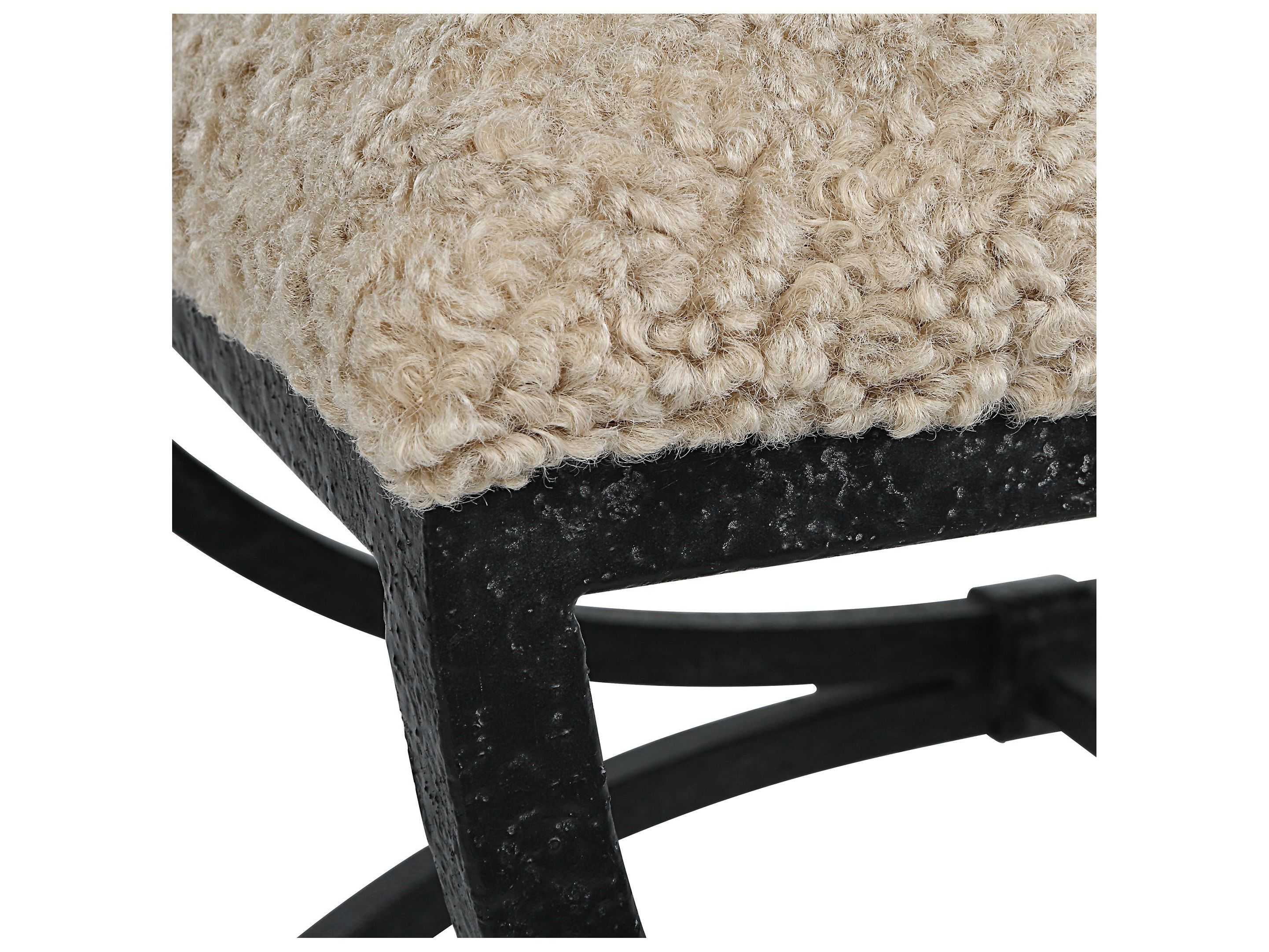 Uttermost Aged Black Upholstered Accent Stool