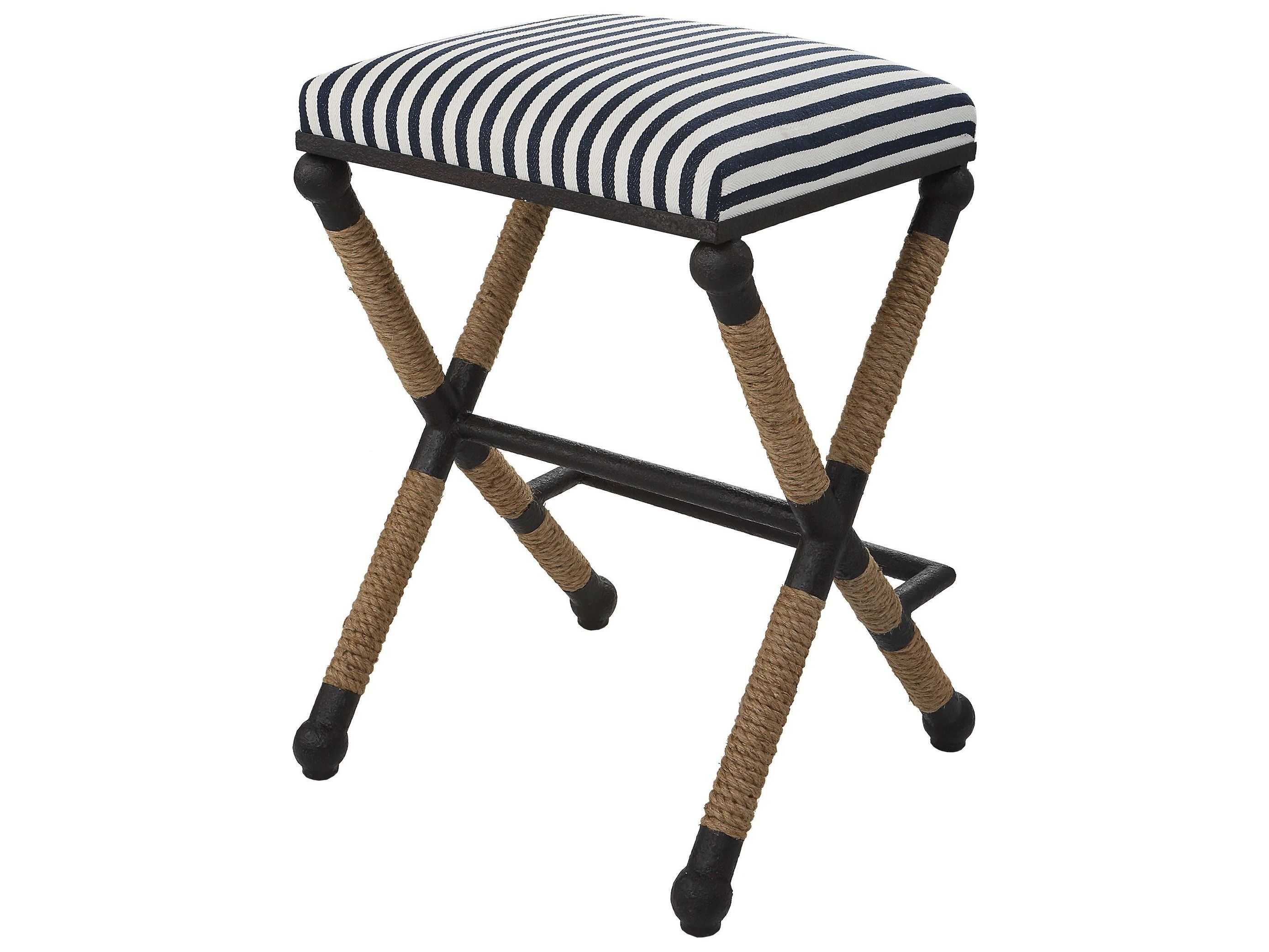 Uttermost Braddock Upholstered Crisp Navy Cream Bar Stool