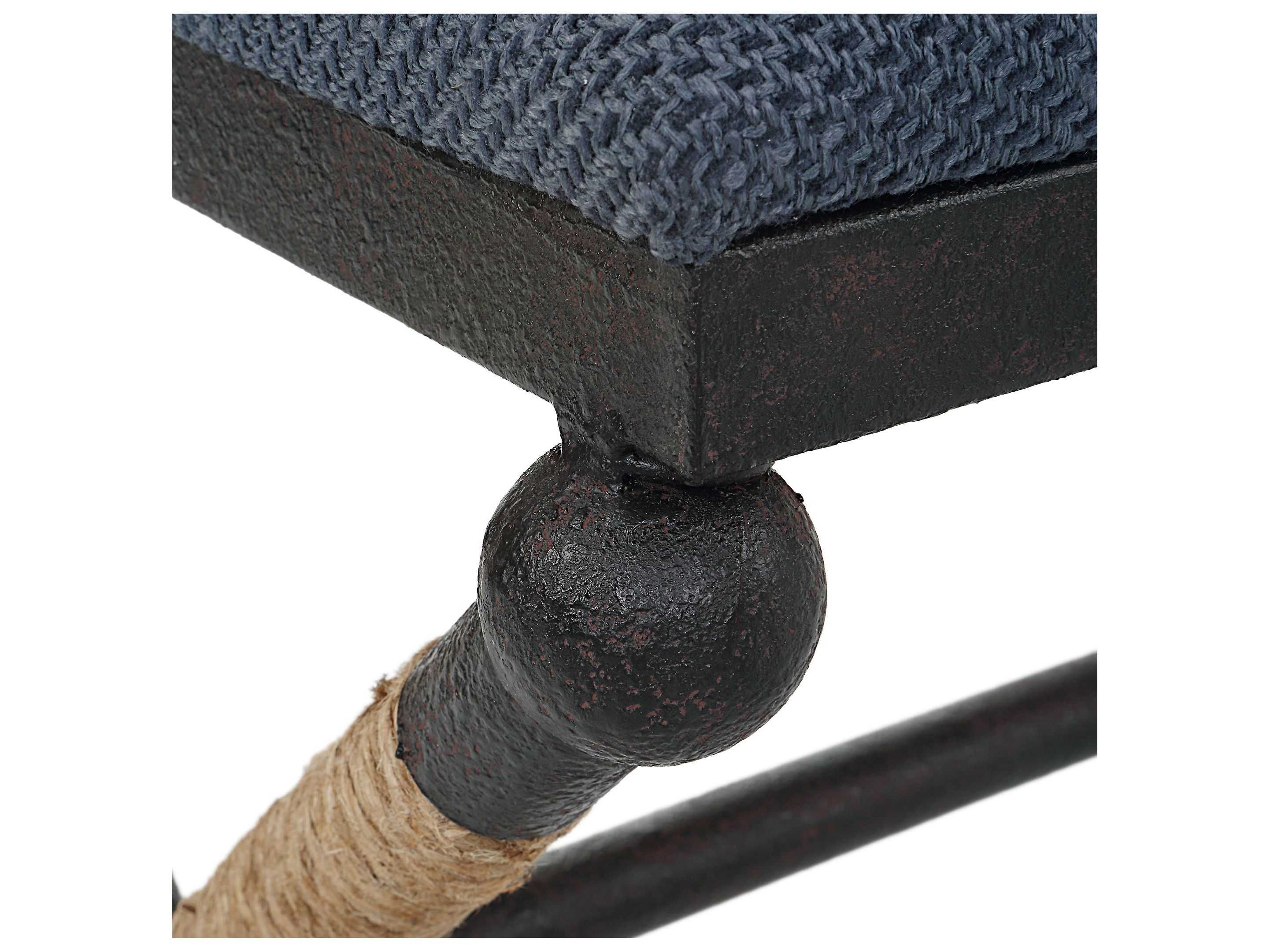 Uttermost Firth Rich Textured Navy Blue Upholstered Accent Bench